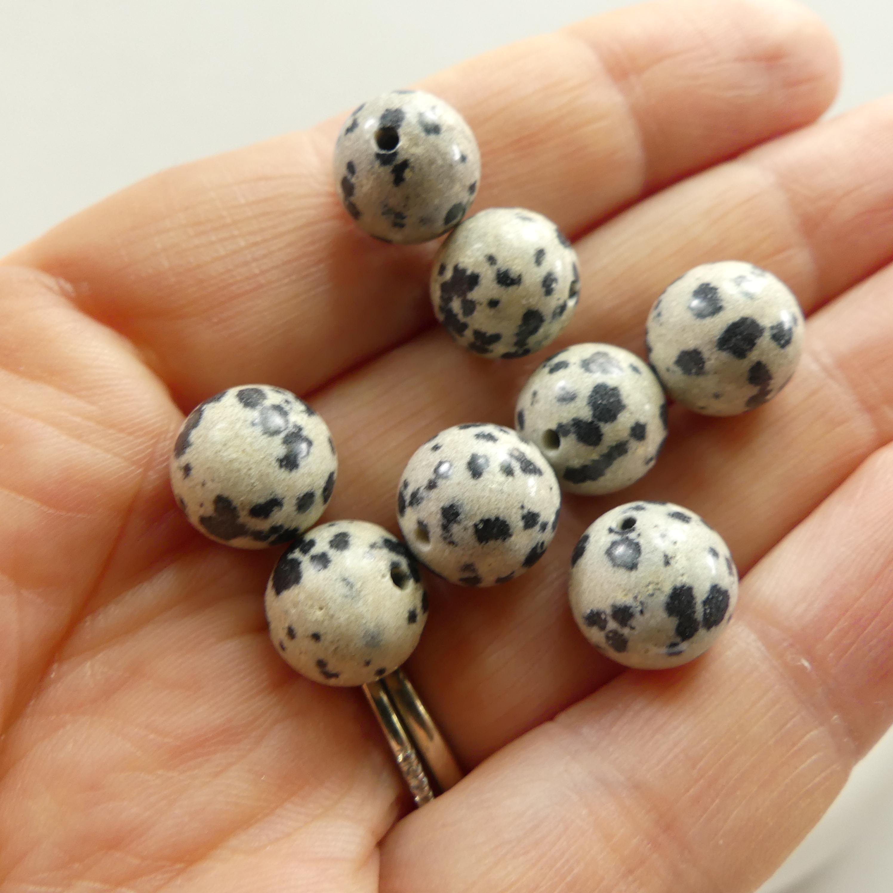 10mm Dalmatian Jasper Beads Smooth Genuine Small Spotted Jasper Kiwi Beads Gemstone Beads for Jewelry Making Beading Gift Crafter