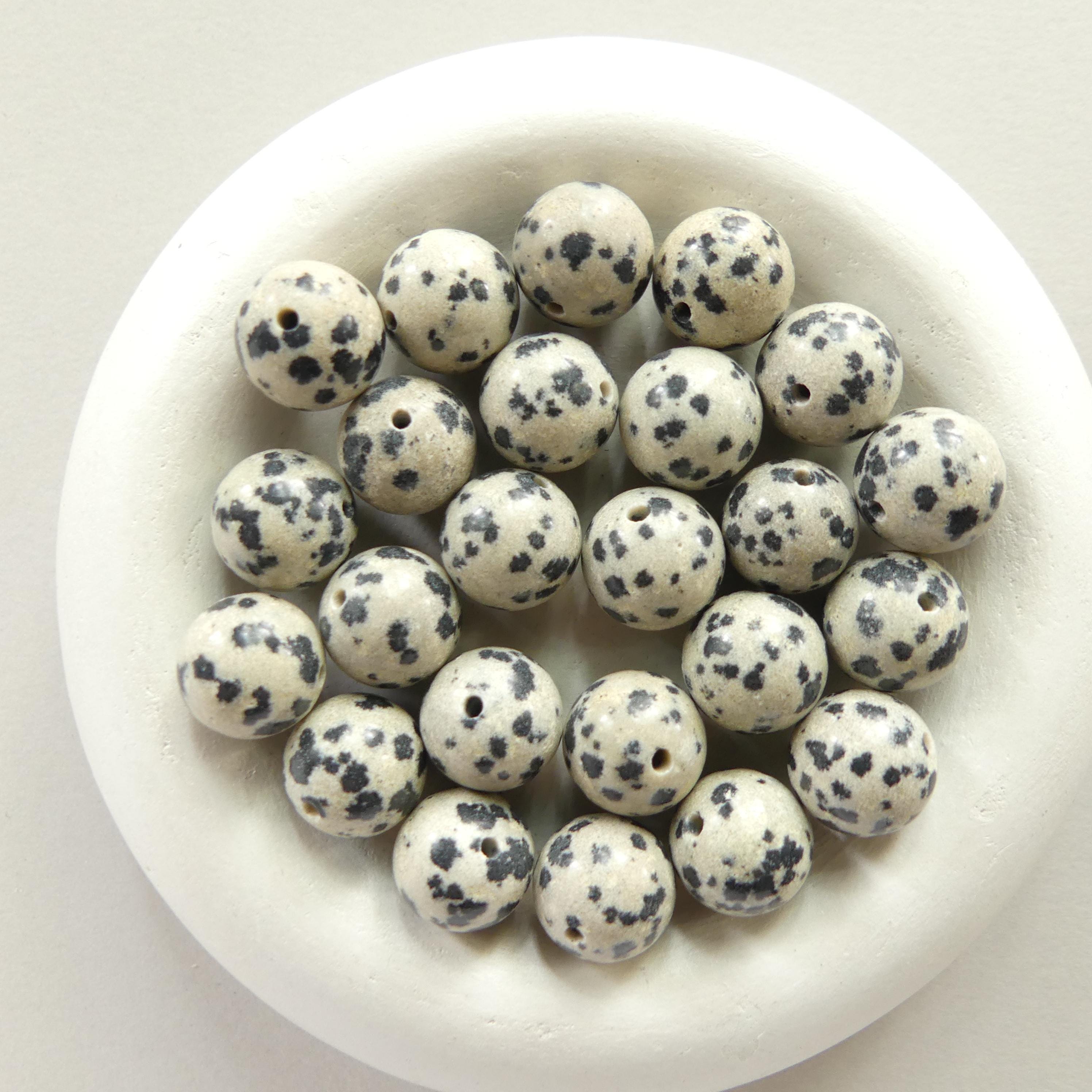 10mm Dalmatian Jasper Beads Smooth Genuine Small Spotted Jasper Kiwi Beads Gemstone Beads for Jewelry Making Beading Gift Crafter