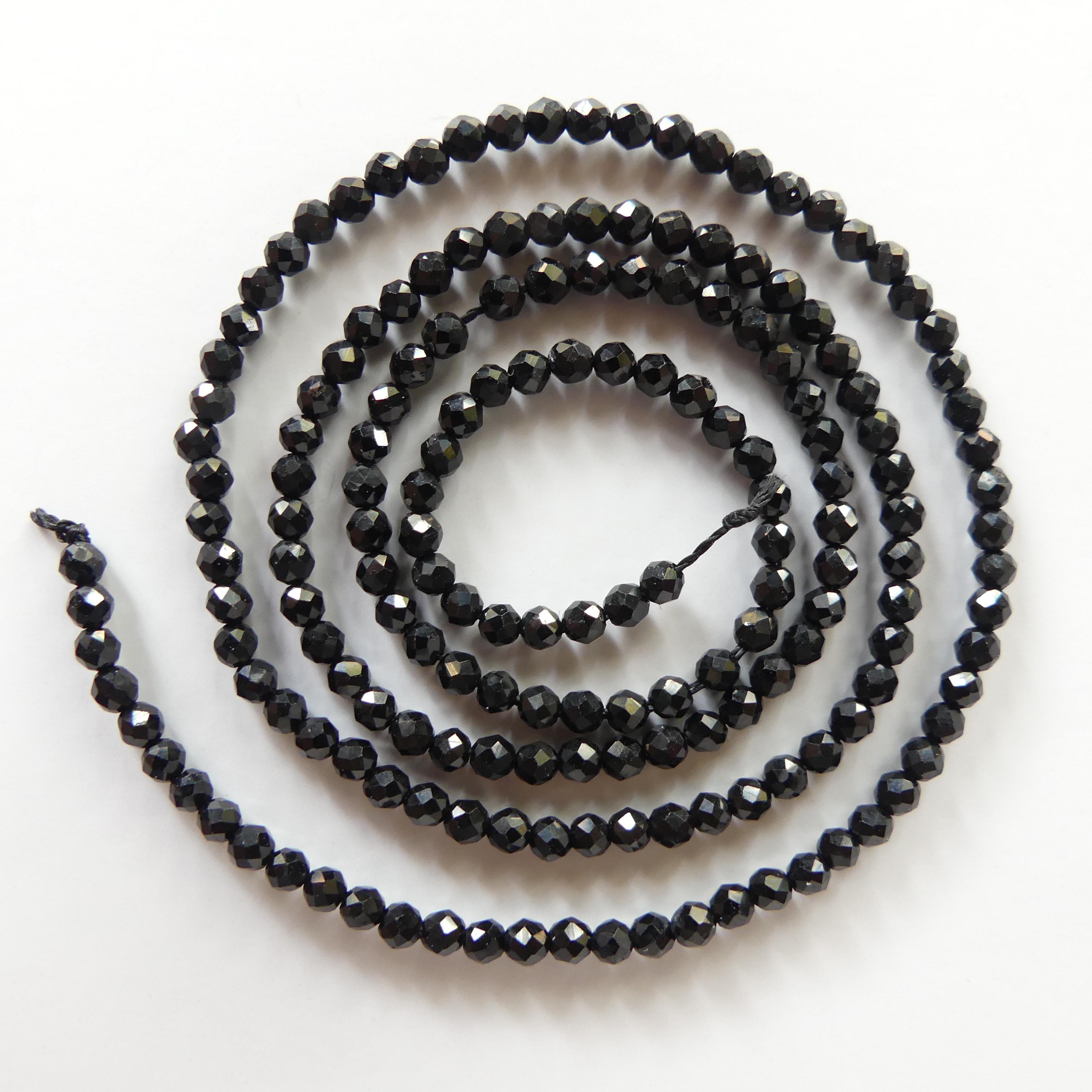 2mm Black Tourmaline Micro Faceted Beads Genuine Tourmaline 15" Gemstone Beads DIY Jewelry Making October Birthstone Crafter Beading Gift