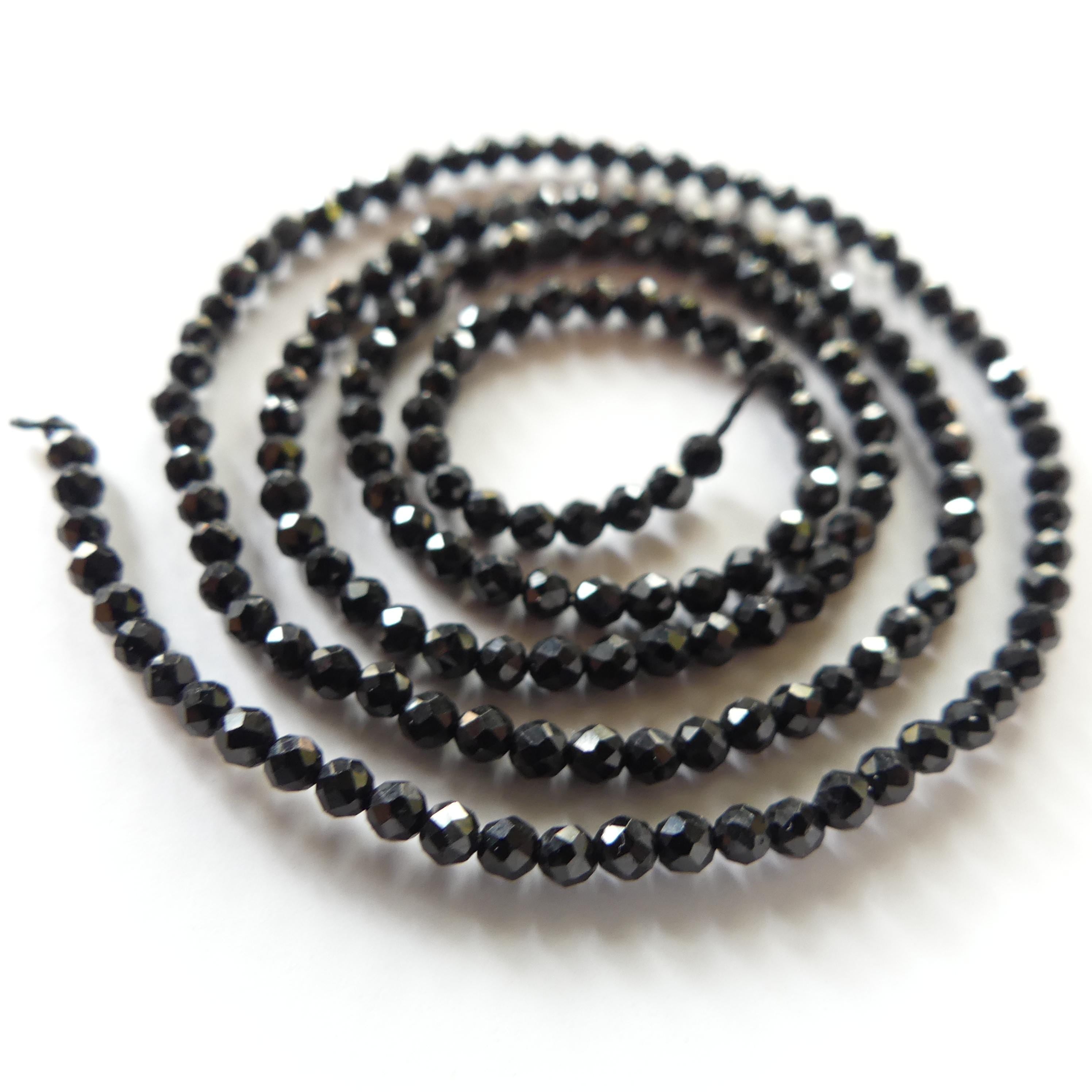 2mm Black Tourmaline Micro Faceted Beads Genuine Tourmaline 15" Gemstone Beads DIY Jewelry Making October Birthstone Crafter Beading Gift