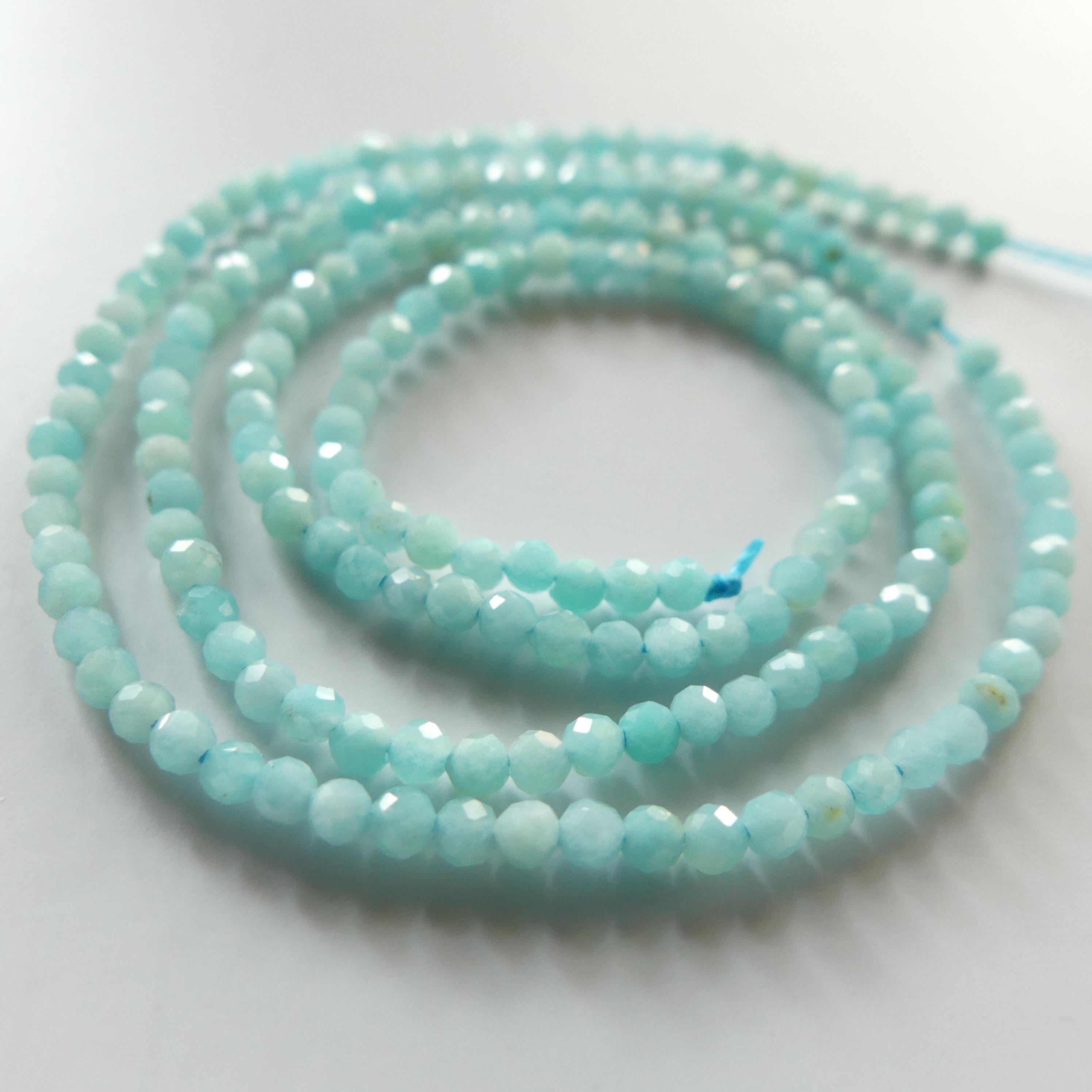 2mm Peruvian Amazonite Faceted Beads 15" Pastel Blue amazonite Genuine Gemstone Beads for Jewelry Making Beading Craft Gift Beads