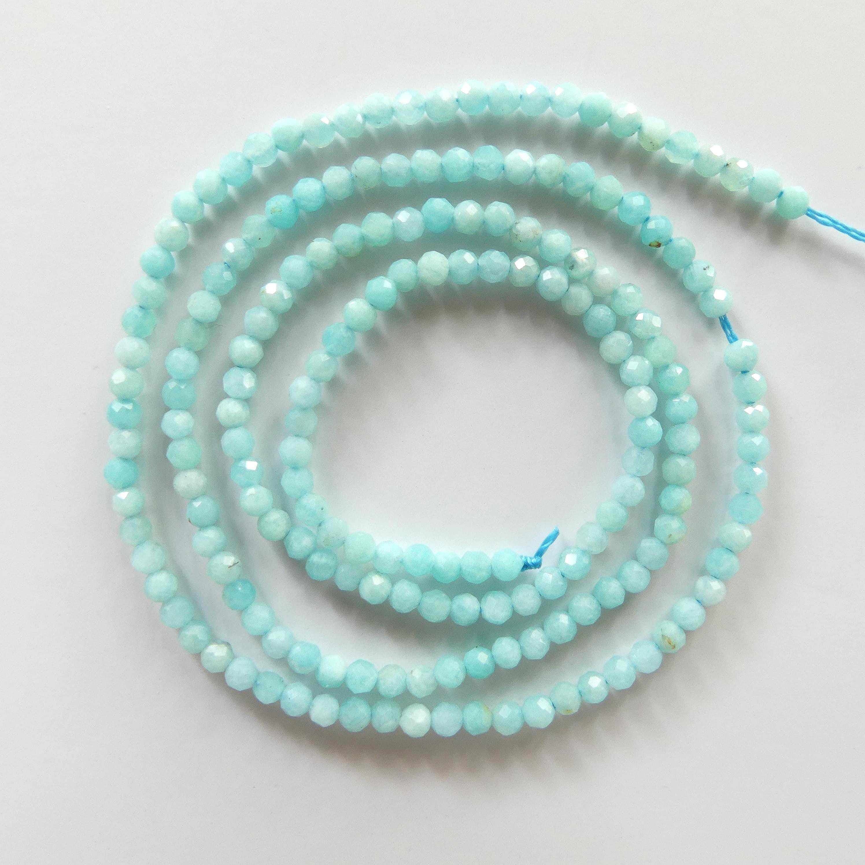 2mm Peruvian Amazonite Faceted Beads 15" Pastel Blue amazonite Genuine Gemstone Beads for Jewelry Making Beading Craft Gift Beads