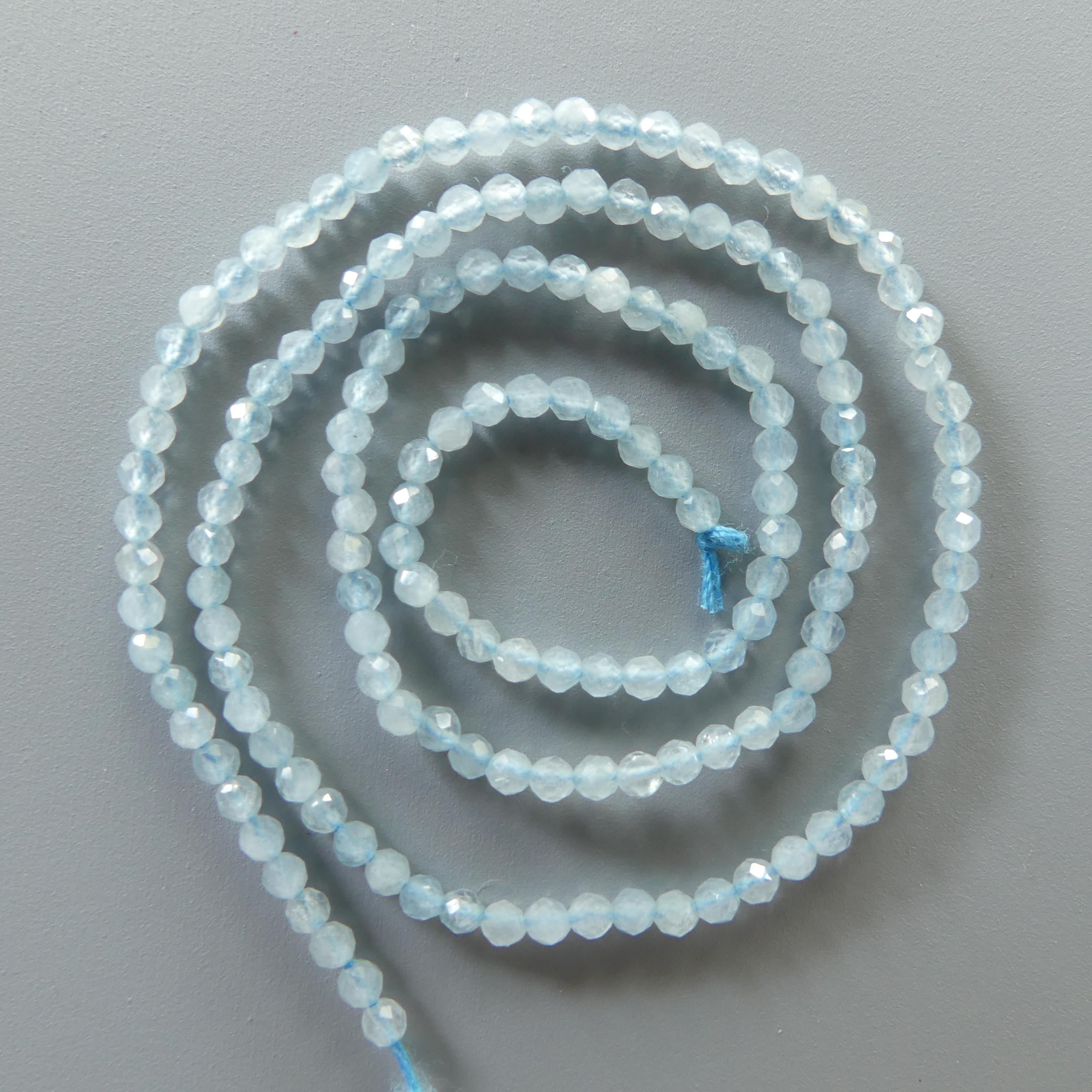 2mm AAA Milky Aquamarine Beads Micro Faceted 13" Raw Genuine Gemstone Beads for Jewelry Making Beading Craft Gift Beads March Birthstone