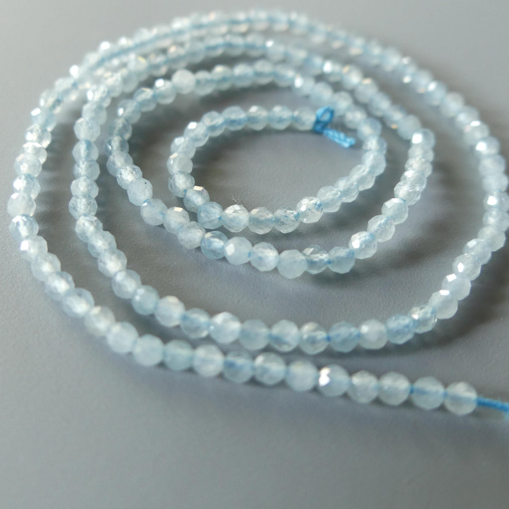 2mm AAA Milky Aquamarine Beads Micro Faceted 13" Raw Genuine Gemstone Beads for Jewelry Making Beading Craft Gift Beads March Birthstone