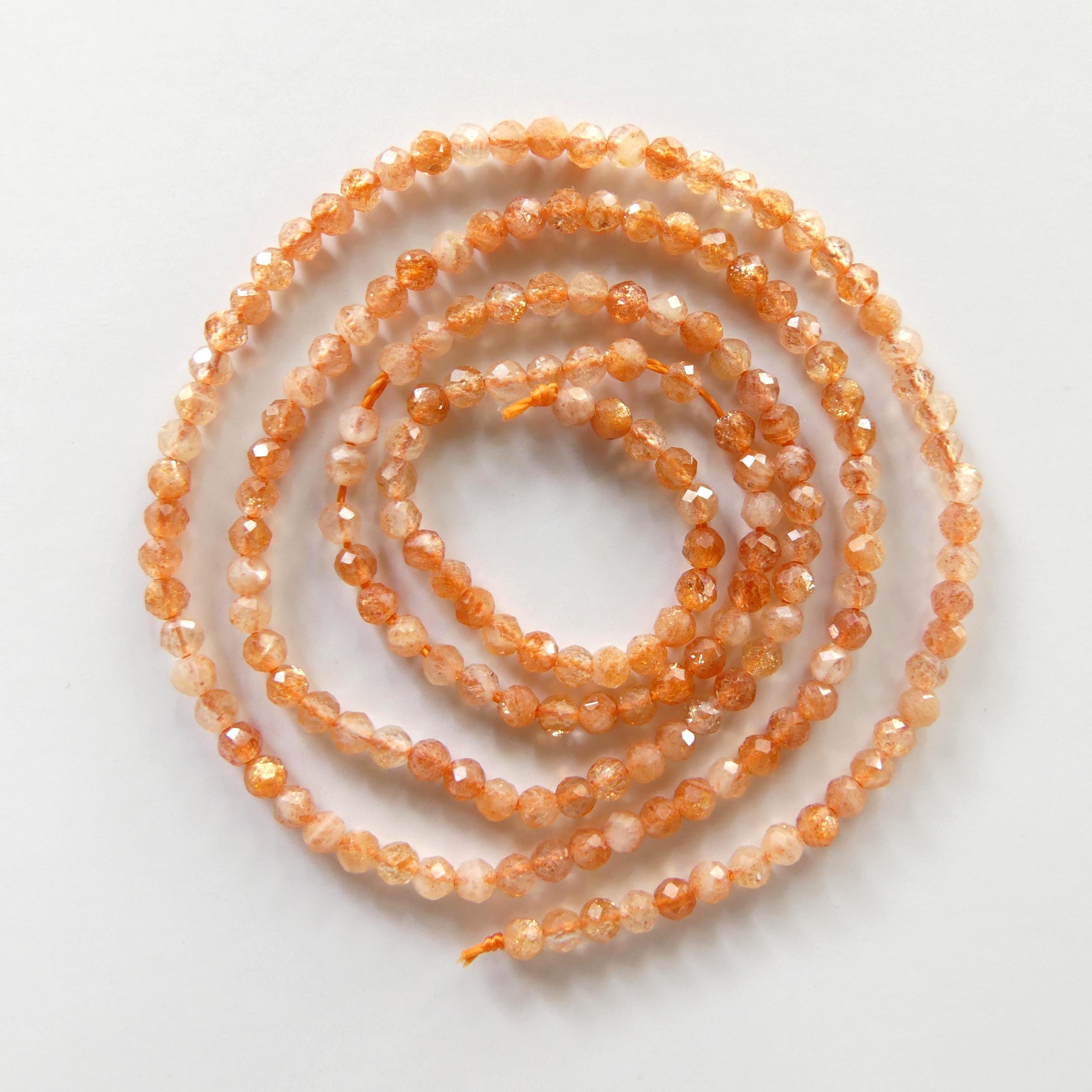 2mm Natural AAA Sunstone Faceted Beads 15" Orange Genuine Gemstone Beads for Jewelry Making Beading Craft Gift Beads Self-Love Abundance