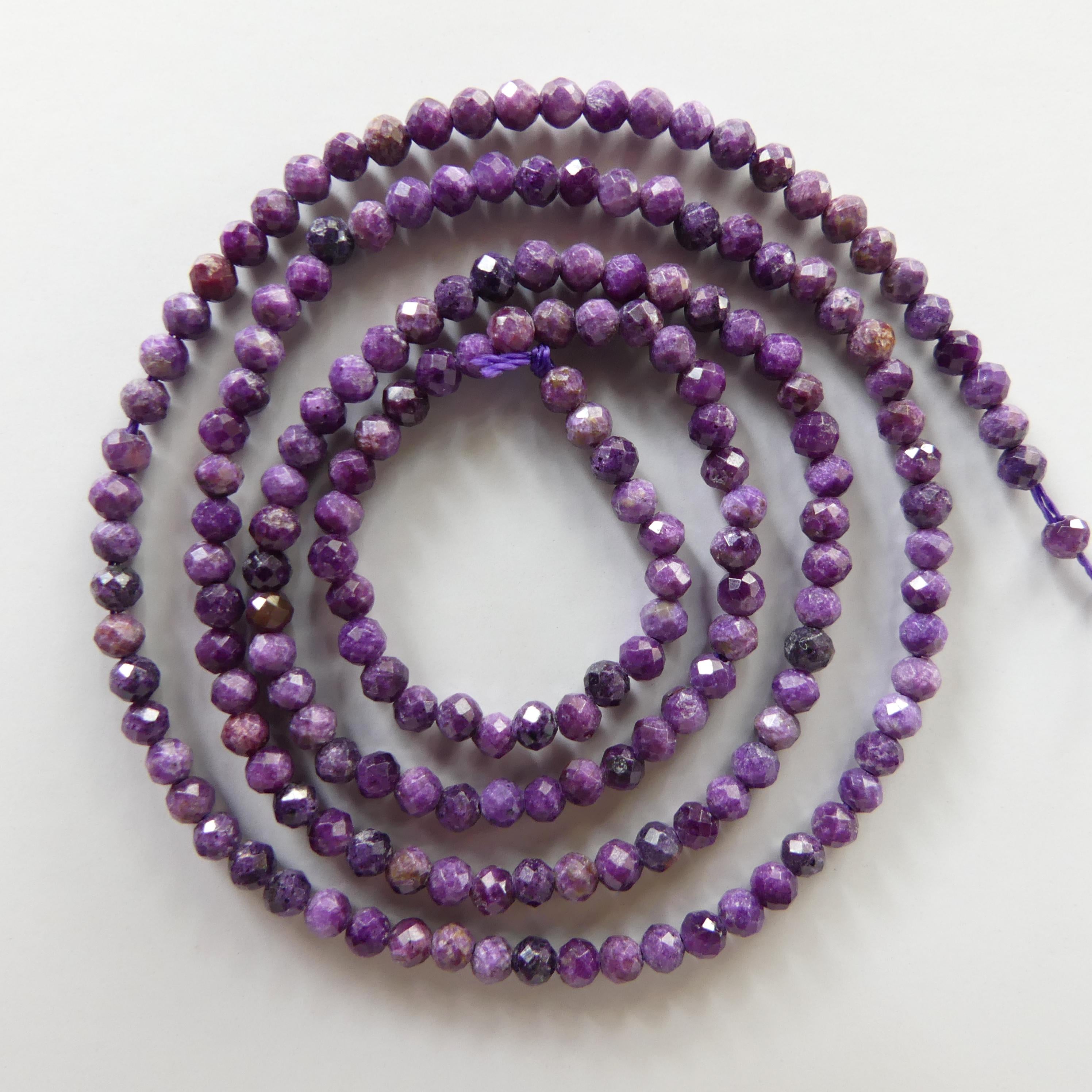 2mm Rare Stichtite Faceted Beads 15" Purple Genuine Gemstone Beads Serpentine for Jewelry Making Beading Craft Gift Beads