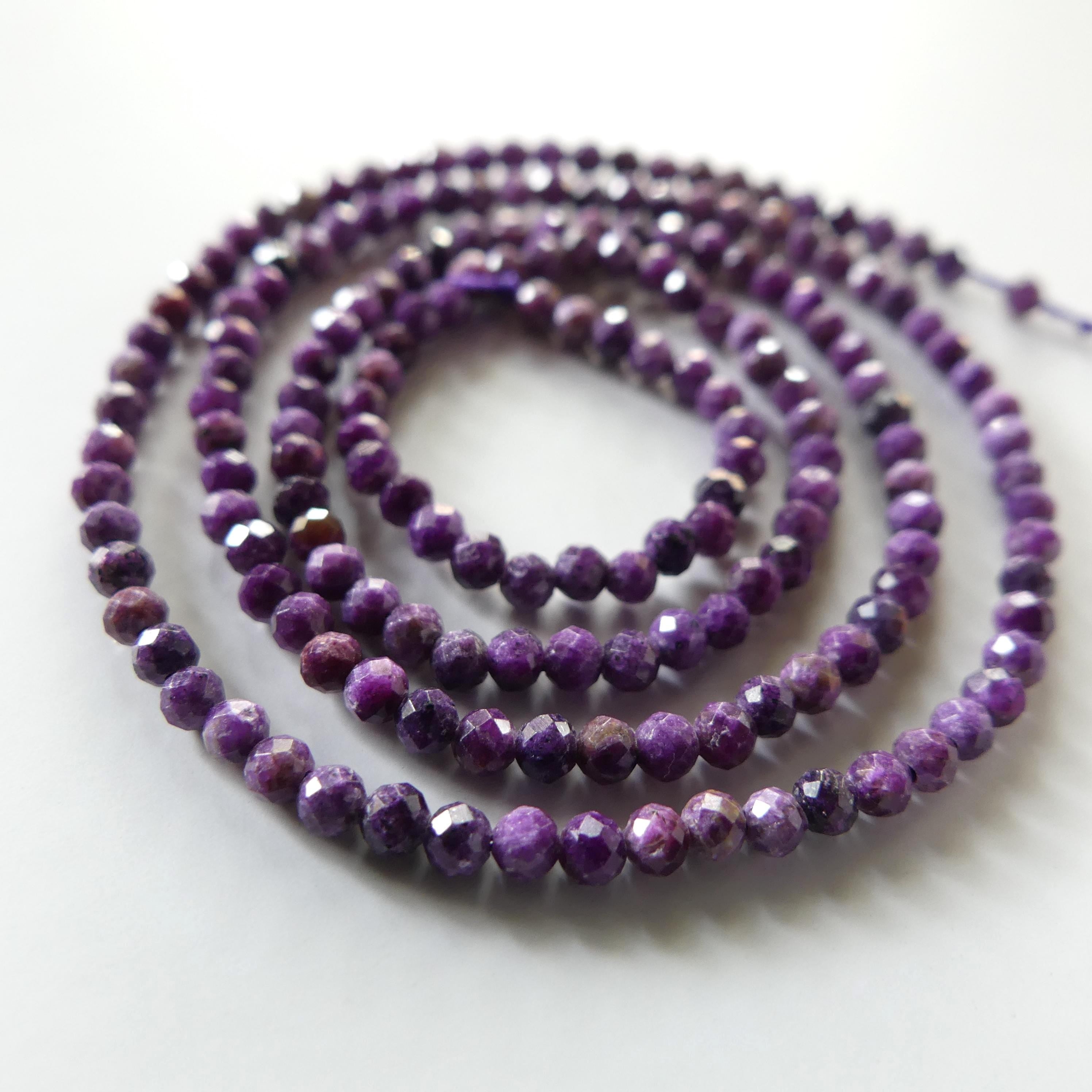 2mm Rare Stichtite Faceted Beads 15" Purple Genuine Gemstone Beads Serpentine for Jewelry Making Beading Craft Gift Beads