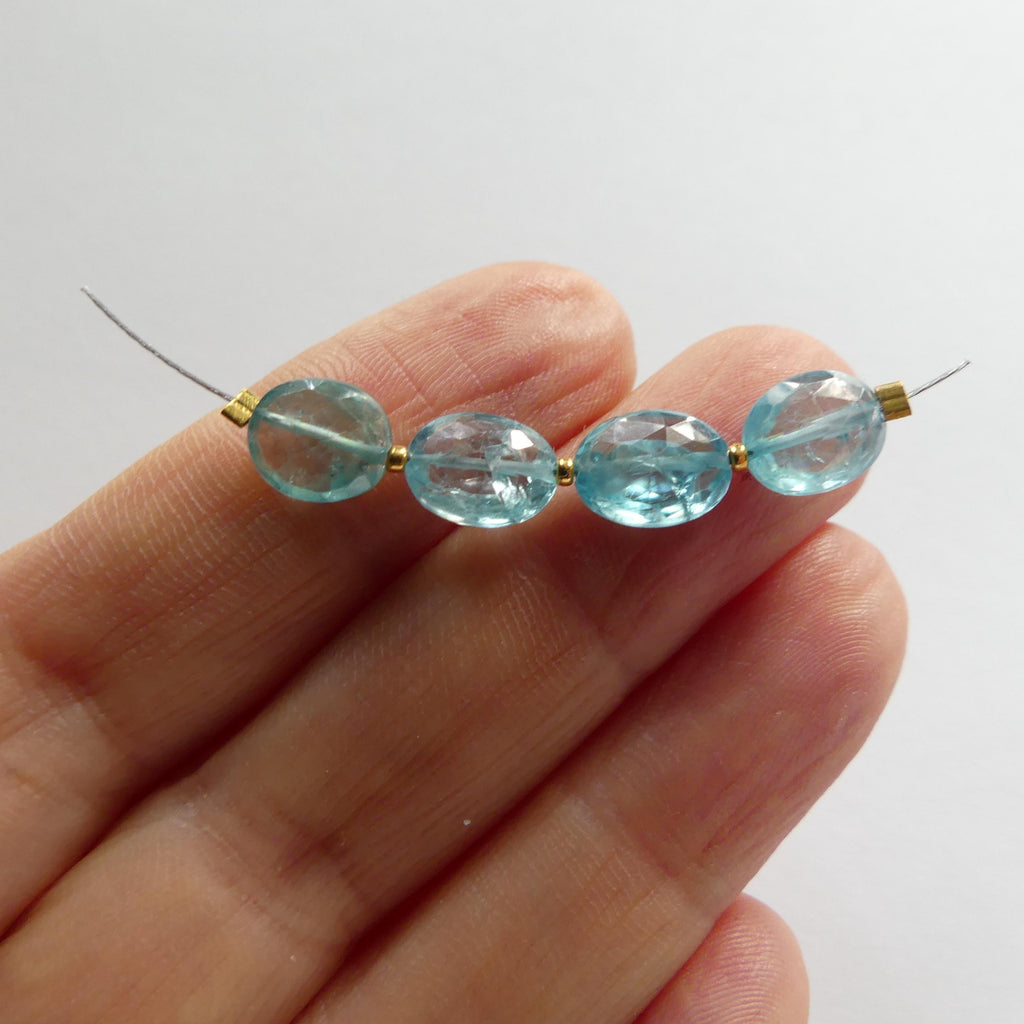 Rare Natural Blue Zircon Faceted Oval Beads Genuine Zircon Nuggets Transparent Sparkly Gemstone Beads for Jewelry Making December Birthstone