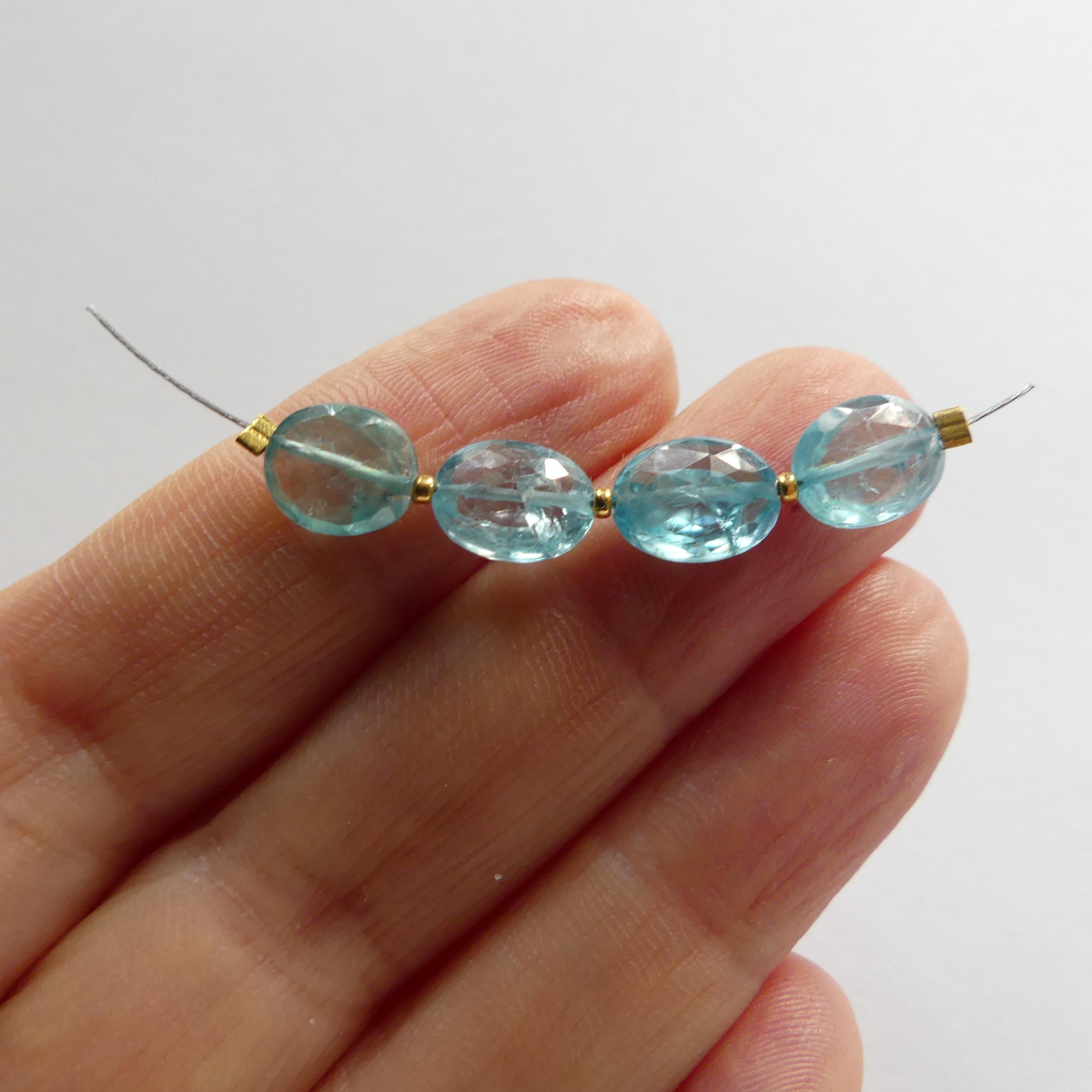 Rare Natural Blue Zircon Faceted Oval Beads Genuine Zircon Nuggets Transparent Sparkly Gemstone Beads for Jewelry Making December Birthstone