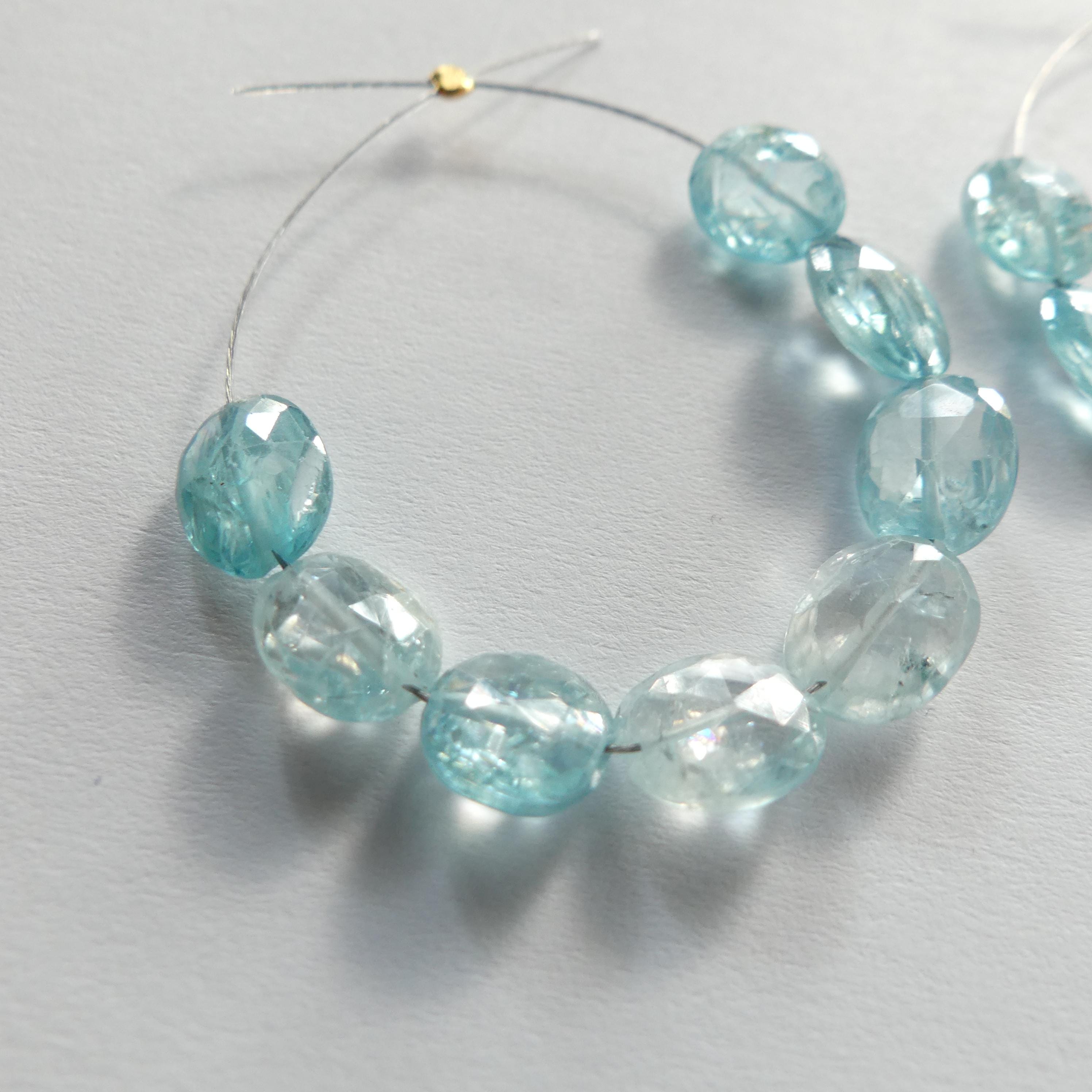 Rare Natural Blue Zircon Faceted Oval Beads Genuine Zircon Nuggets Transparent Sparkly Gemstone Beads for Jewelry Making December Birthstone