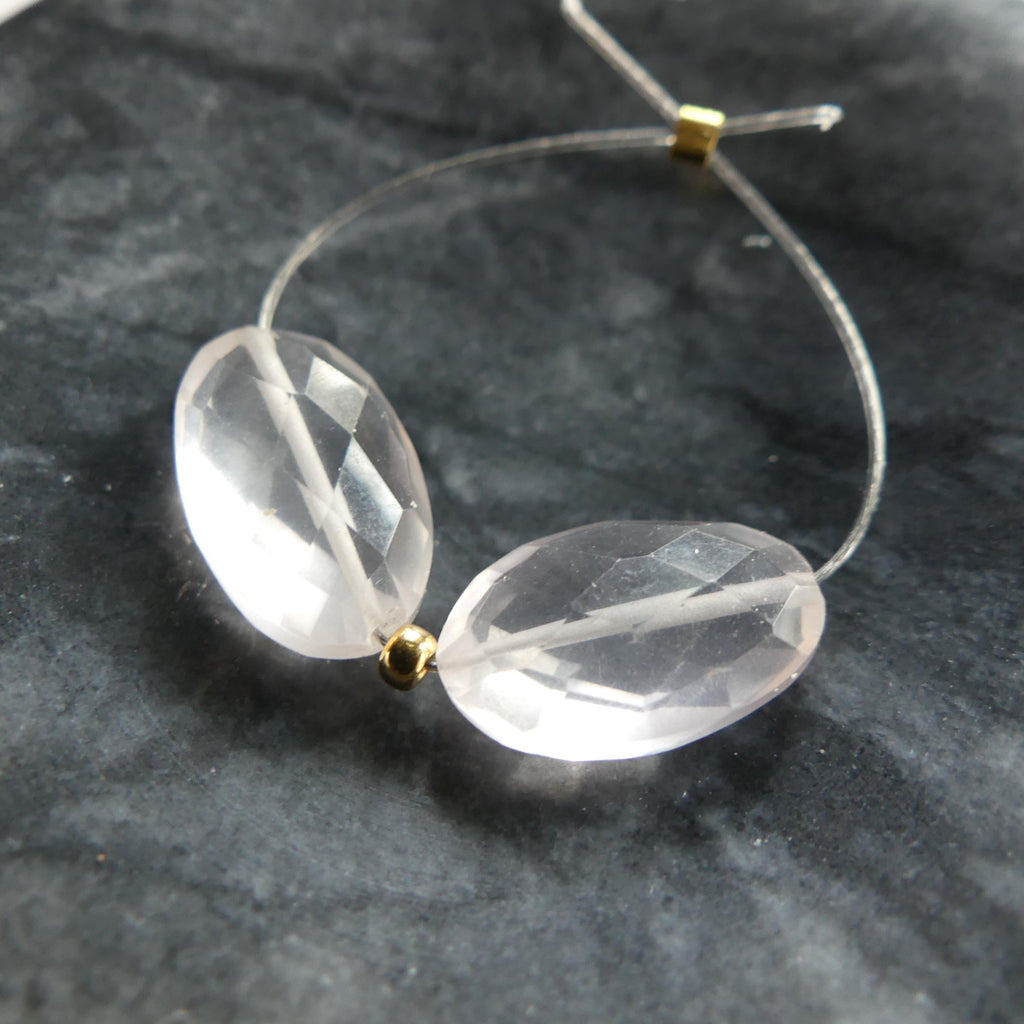 AAA Rose Quartz Beads Faceted Oval Pink Quartz Nuggets Transparent Sparkly Gemstone Beads for Jewelry Making Earrings Pendants