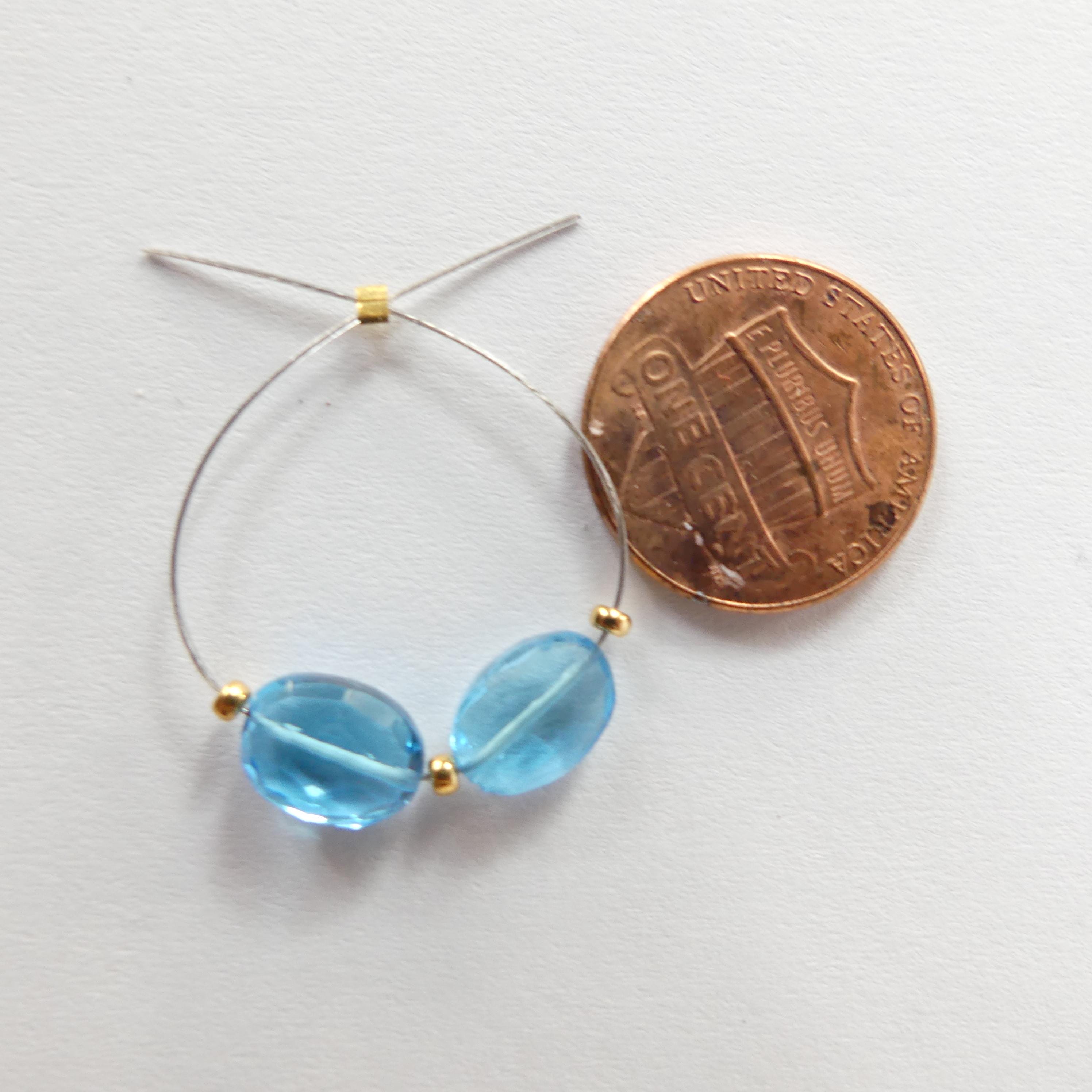 AAA Swiss Blue Topaz Beads Oval Faceted Nuggets Transparent Sparkly Gemstone Beads for Jewelry Making Earrings Pendants December Birthstone