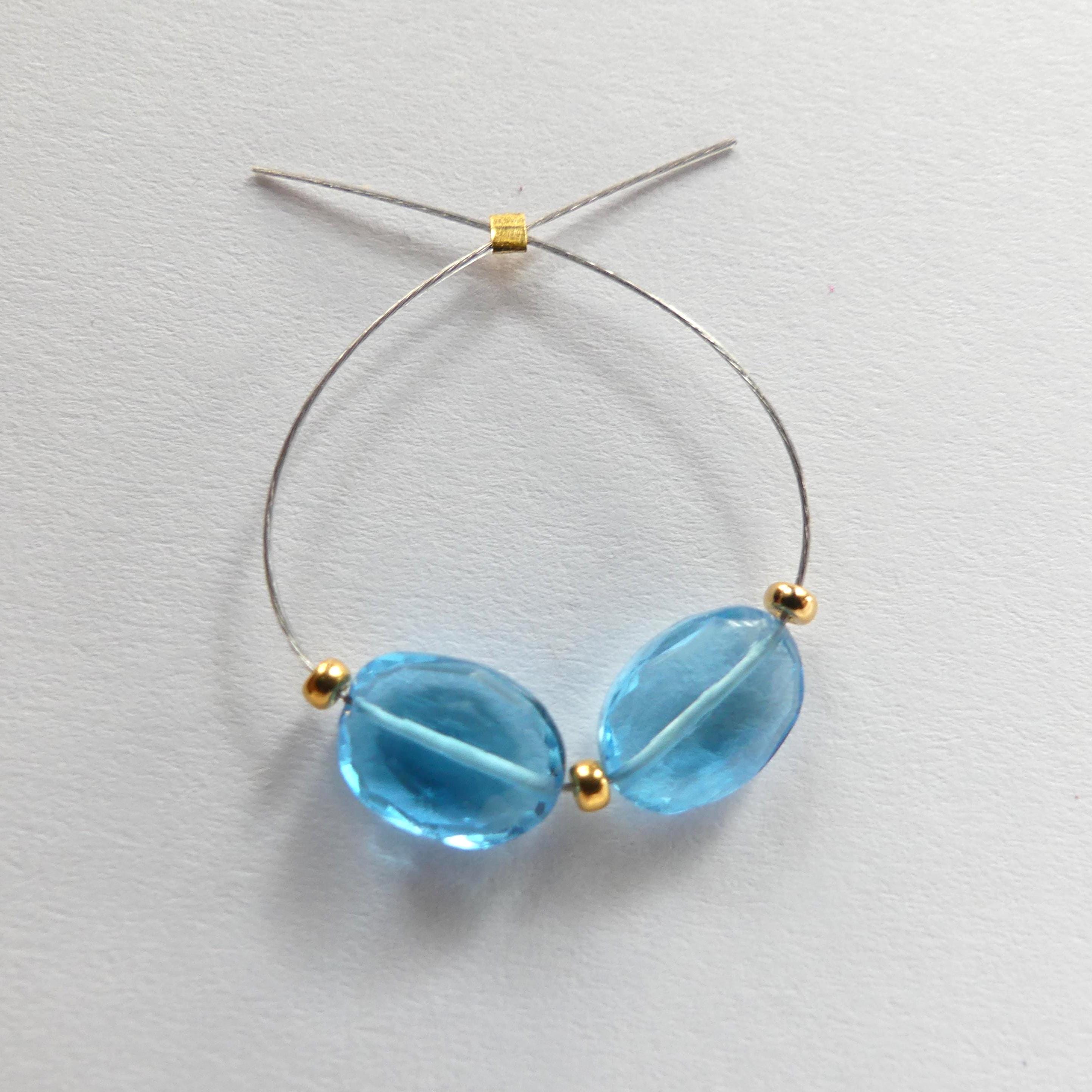 AAA Swiss Blue Topaz Beads Oval Faceted Nuggets Transparent Sparkly Gemstone Beads for Jewelry Making Earrings Pendants December Birthstone