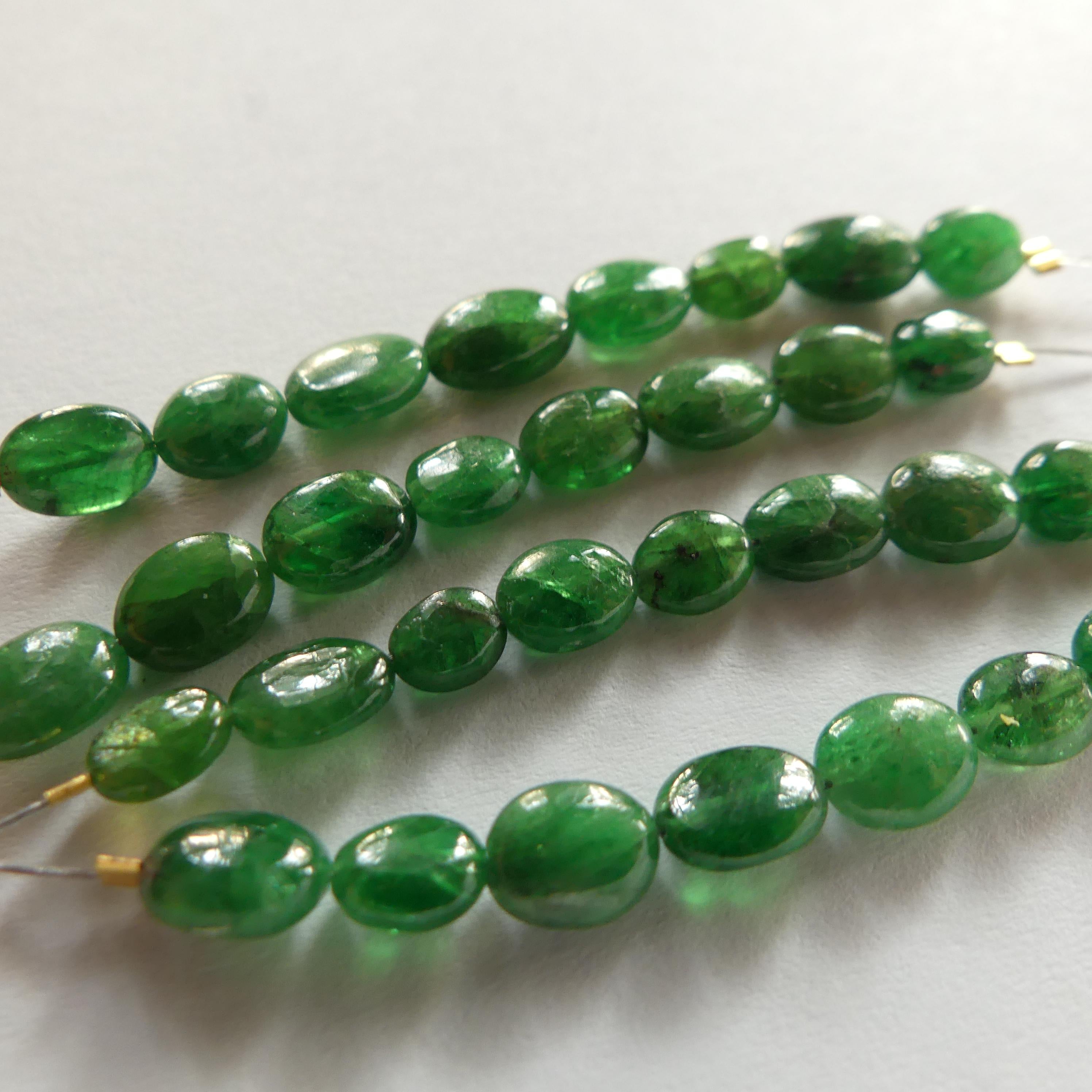 4mm Natural Tsavorite Oval Beads Smooth Genuine Green Garnet Nuggets Gemstone Beads for Jewelry Making Earrings Supplies