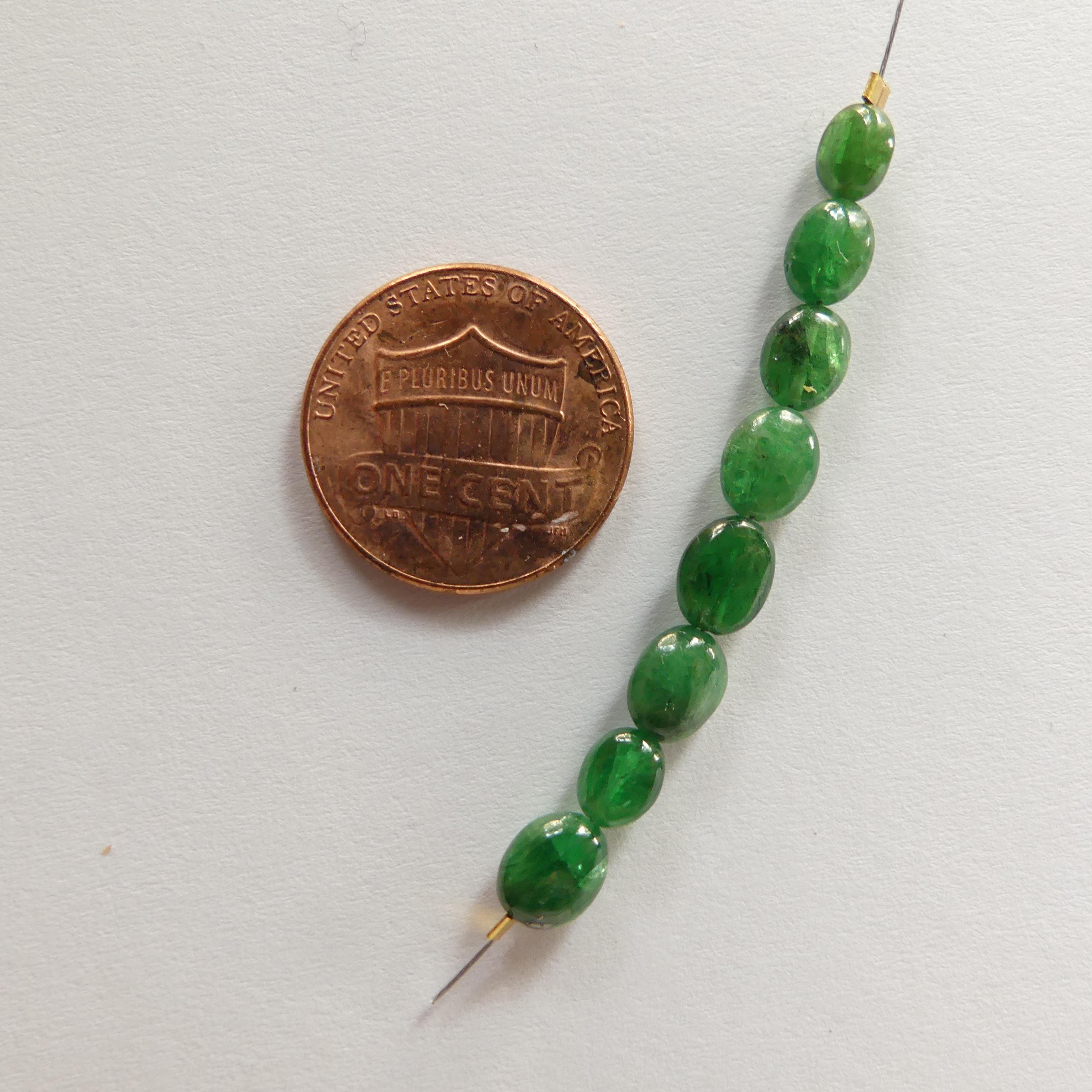 4mm Natural Tsavorite Oval Beads Smooth Genuine Green Garnet Nuggets Gemstone Beads for Jewelry Making Earrings Supplies