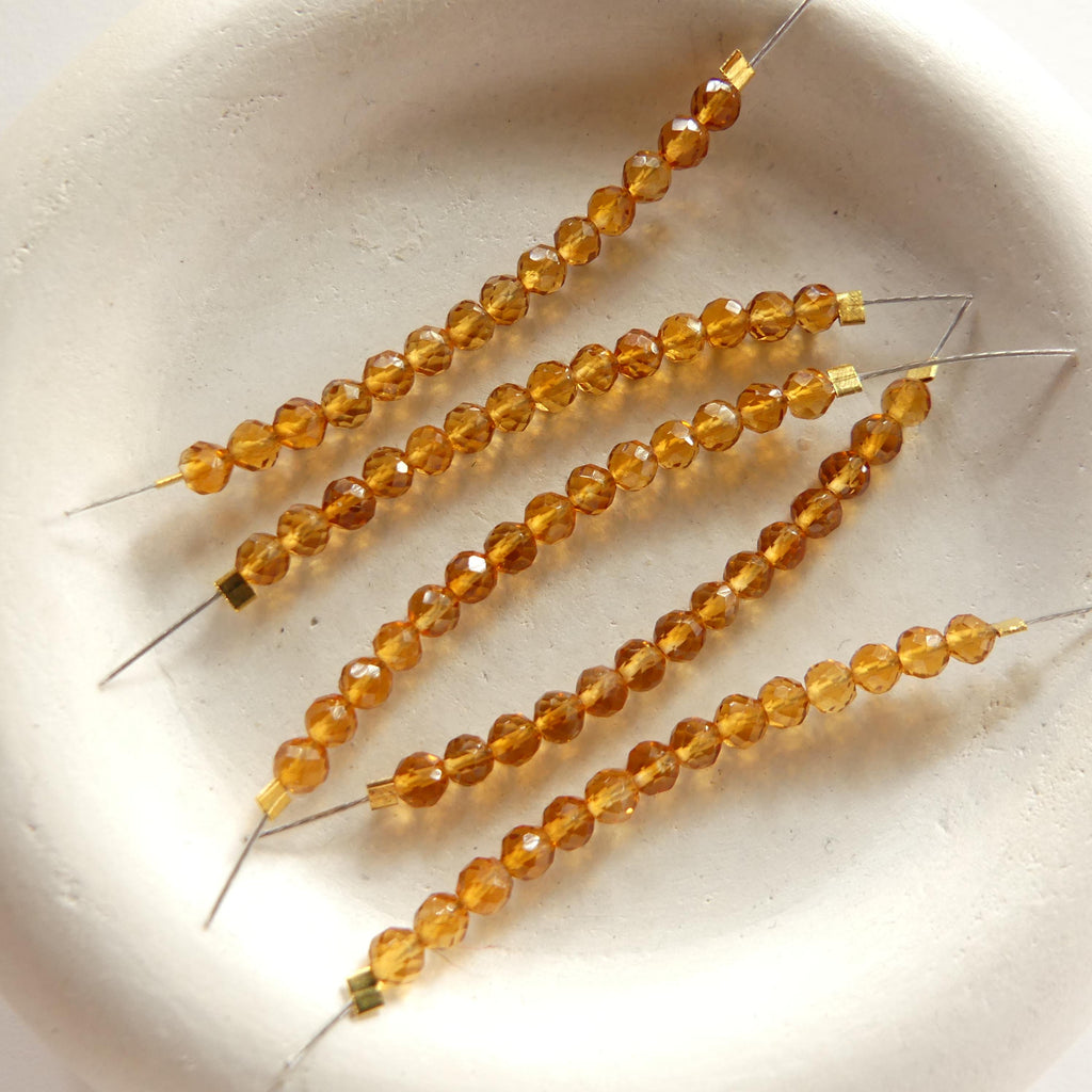 3mm AAA Madeira Citrine Faceted Beads 1.5" Dark Yellow Citrine Gemstone Beads for Jewelry Making Beading Gift Crafter November Birtstone