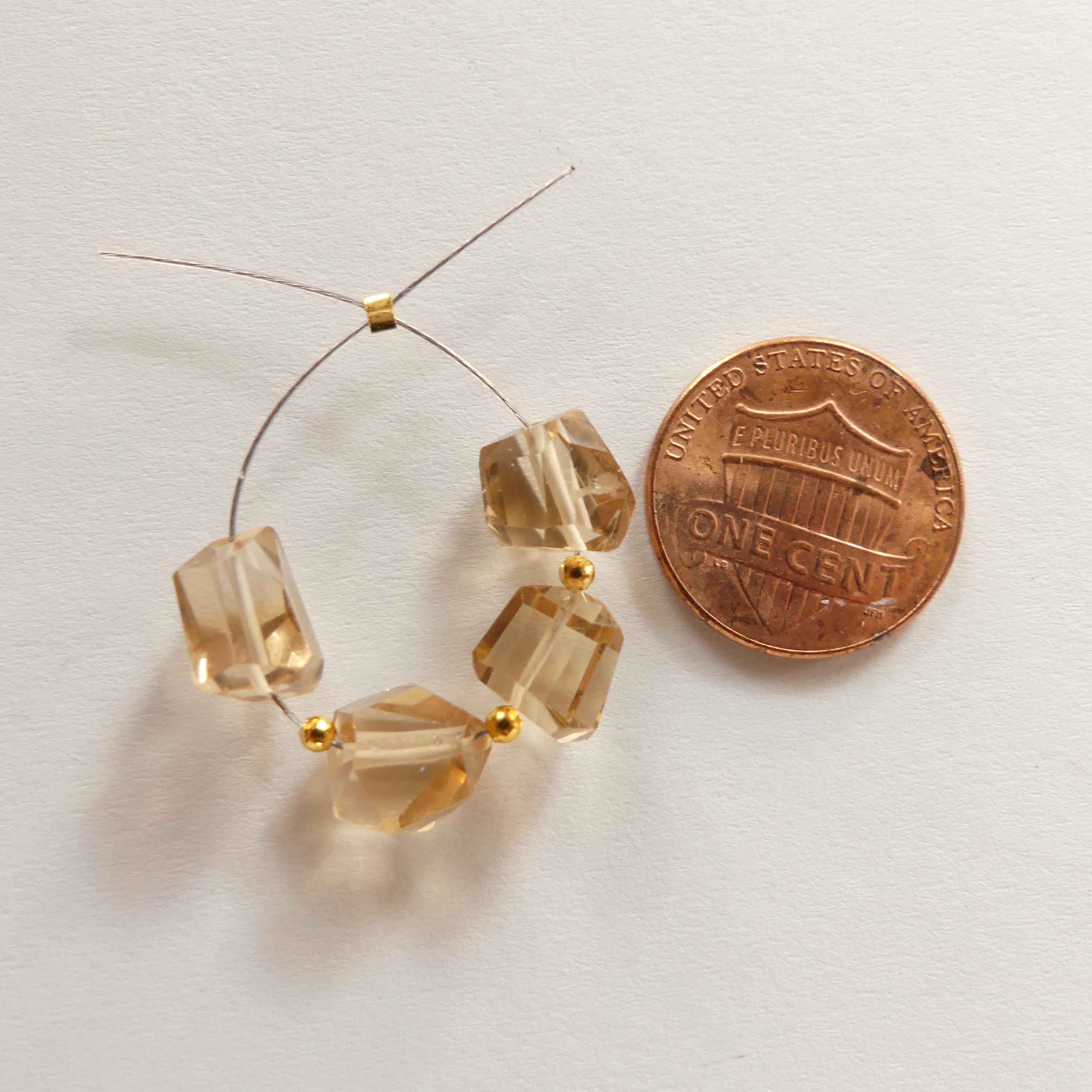AAA Champagne Citrine Faceted Nuggets Large Beads Freeform Citrine Transparent Sparkly Gemstone Beads for Jewelry Making November Birthstone