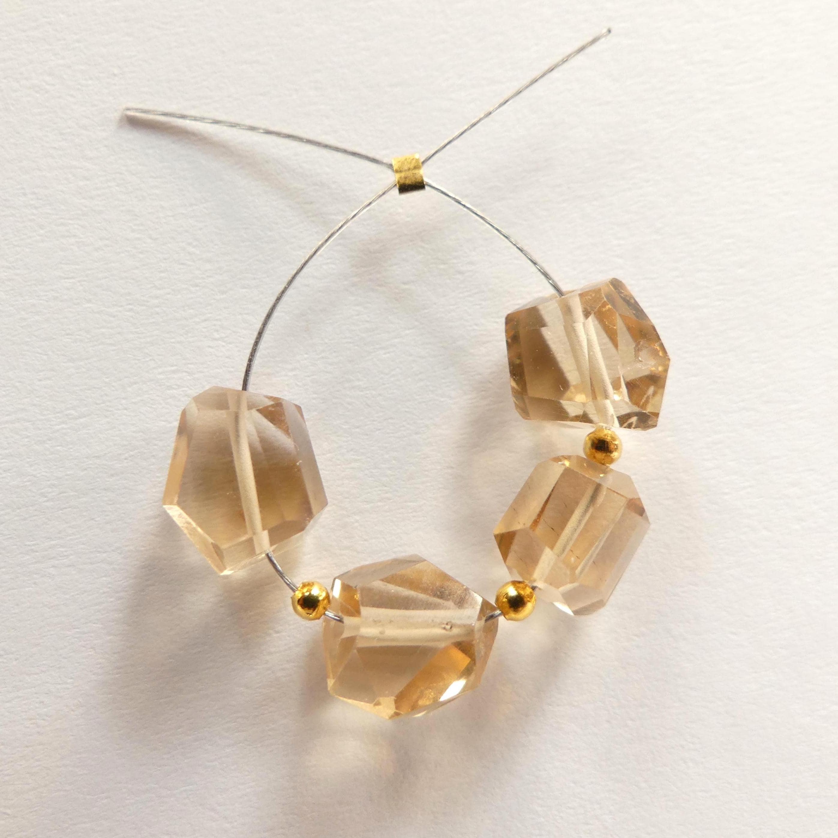 AAA Champagne Citrine Faceted Nuggets Large Beads Freeform Citrine Transparent Sparkly Gemstone Beads for Jewelry Making November Birthstone