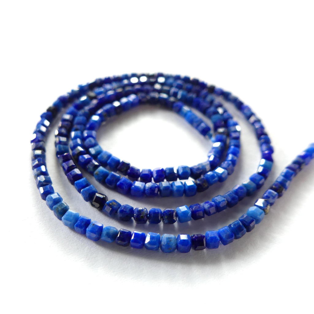 2mm Lapis Lazuli Faceted Cube Beads 15" Blue Lapis Gemstone Beads for Jewelry Making Beading Craft Gift Beads DIY Jewelry Making