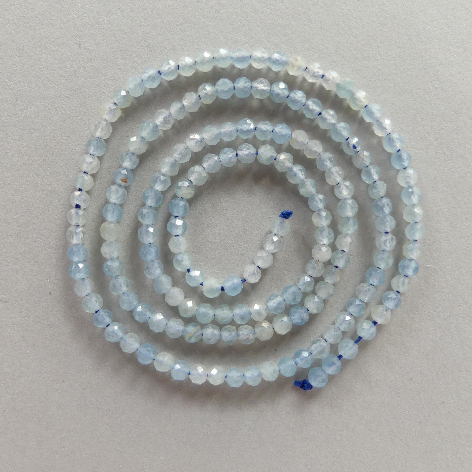 2.6mm Lemurian Micro Faceted Beads Genuine Baby Blue Beads 15.5" Sparkly Gemstone Beads for Jewelry Making