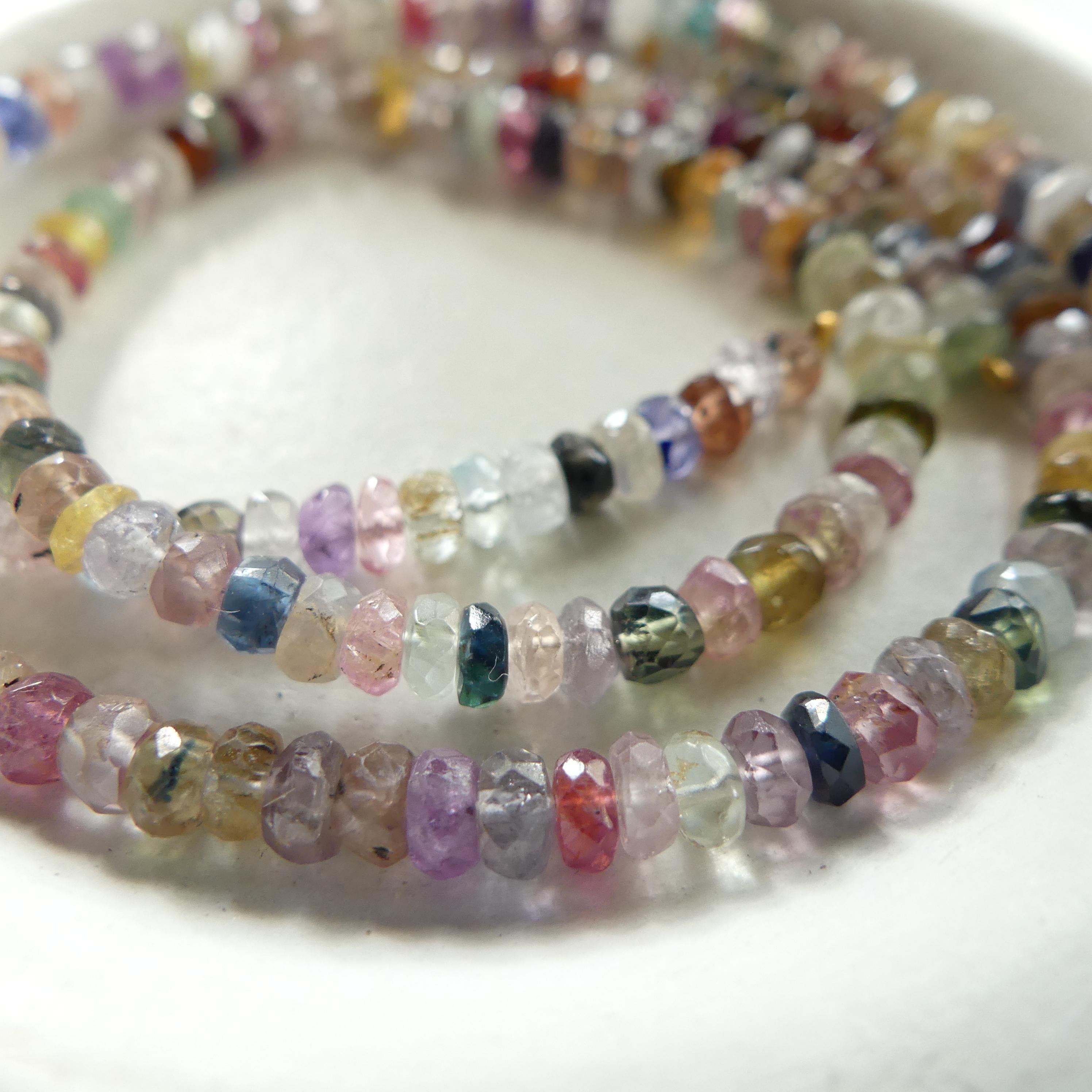 3.5mm 4mm Multi Sapphire Beads Faceted Rondelle Colorful Disco Sapphire Natural Gemstone Beads Jewelry Making Beading Craft Gift Birthstone