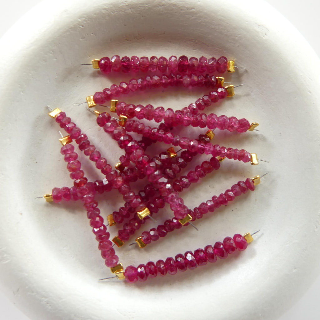 2.5mm 3mm AAA Red Spinel Faceted Beads Rondelle 1" Natural Gemstone Beads Crystal Genuine Gemstone Beads for Jewelry Making Beading