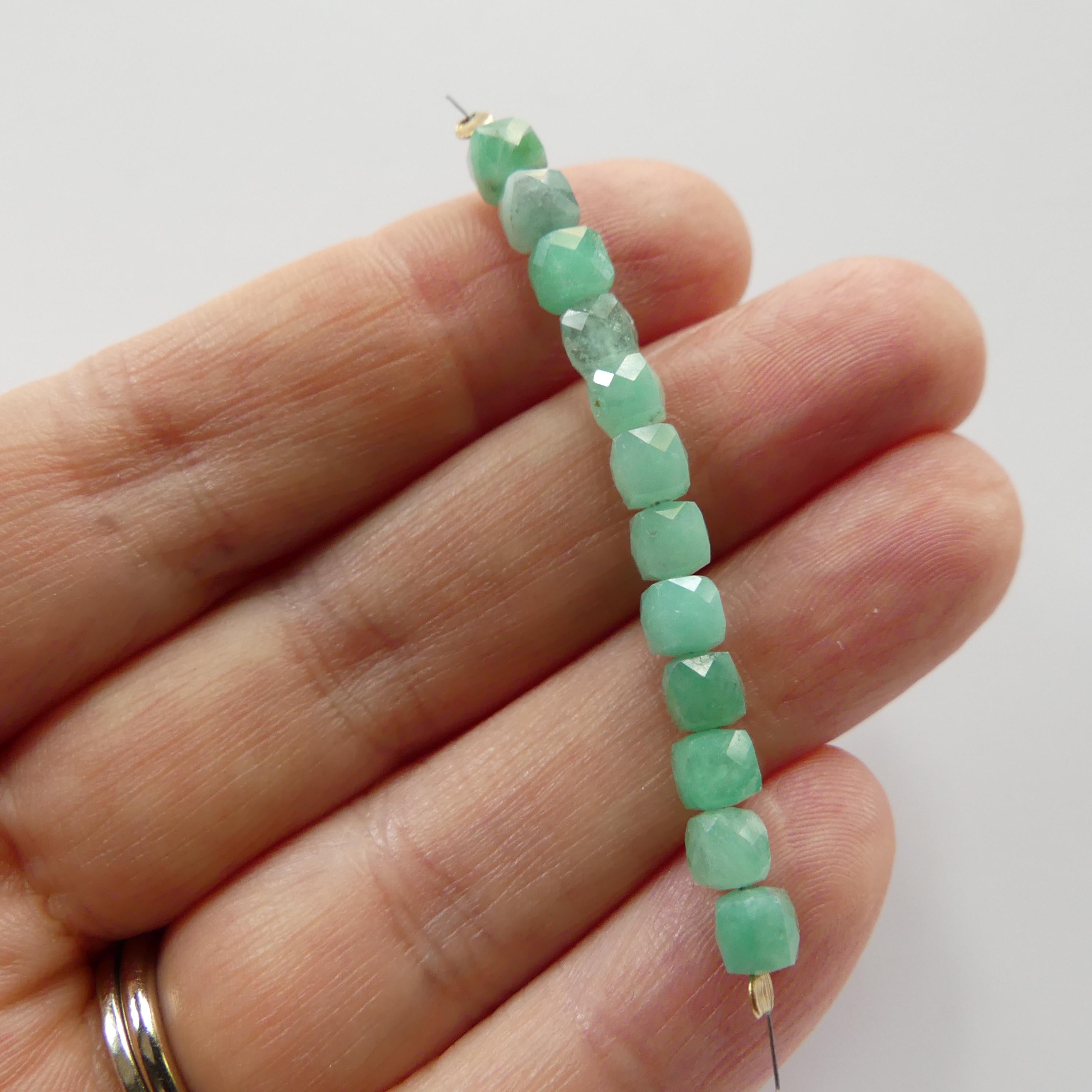 4mm AAA Natural Emerald Beads Cube Faceted 2" Raw Emerald Genuine Gemstone Beads Genuine Emerald for Jewelry Making Beading Craft Gift