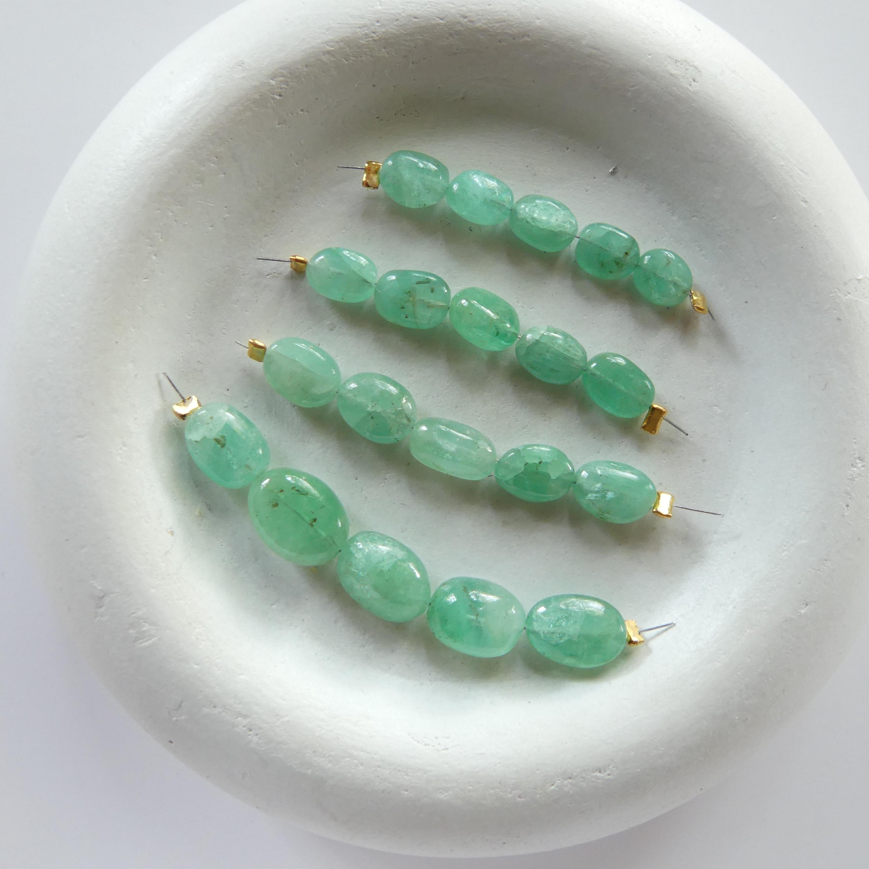 Natural Russian Emerald Beads Oval Smooth Raw Emerald Genuine Gemstone Beads Genuine Emerald for Jewelry Making Beading Craft Gift