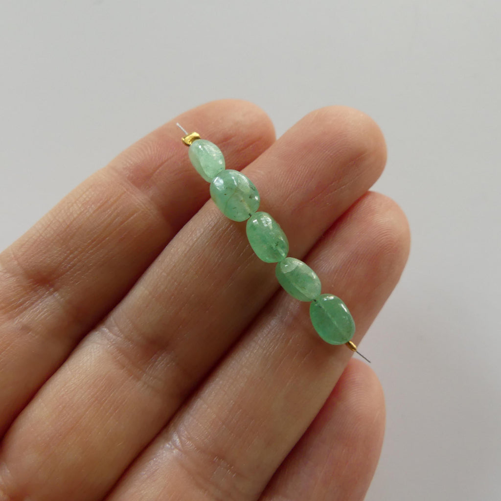 Natural Russian Emerald Beads Oval Smooth Raw Emerald Genuine Gemstone Beads Genuine Emerald for Jewelry Making Beading Craft Gift