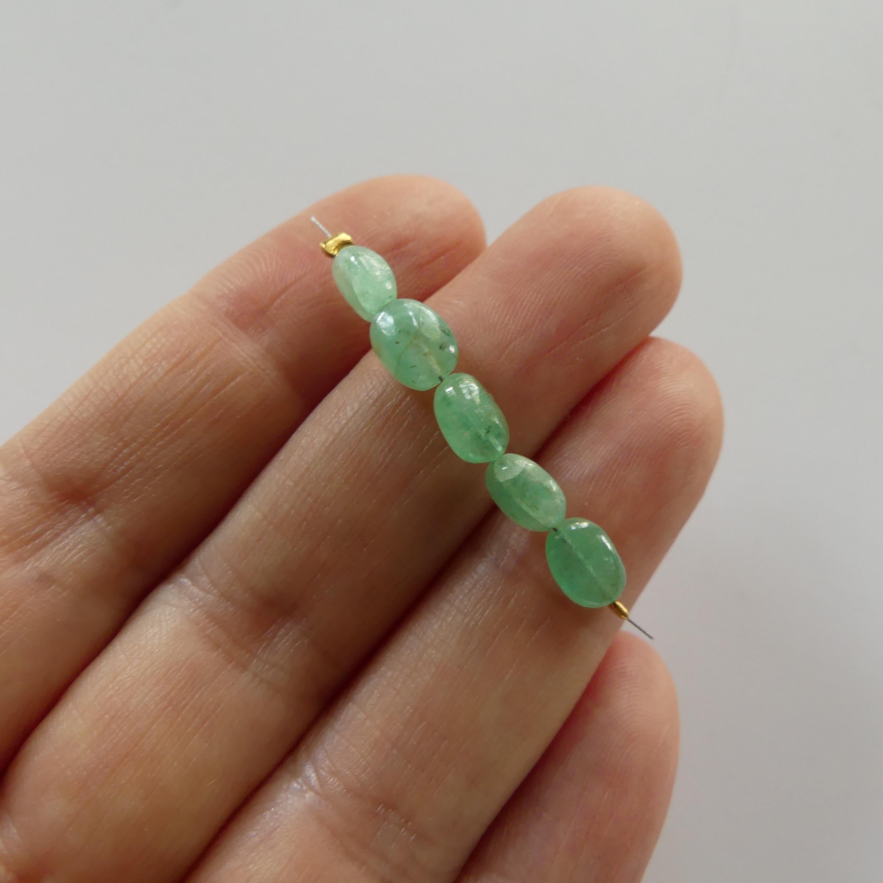 Natural Russian Emerald Beads Oval Smooth Raw Emerald Genuine Gemstone Beads Genuine Emerald for Jewelry Making Beading Craft Gift