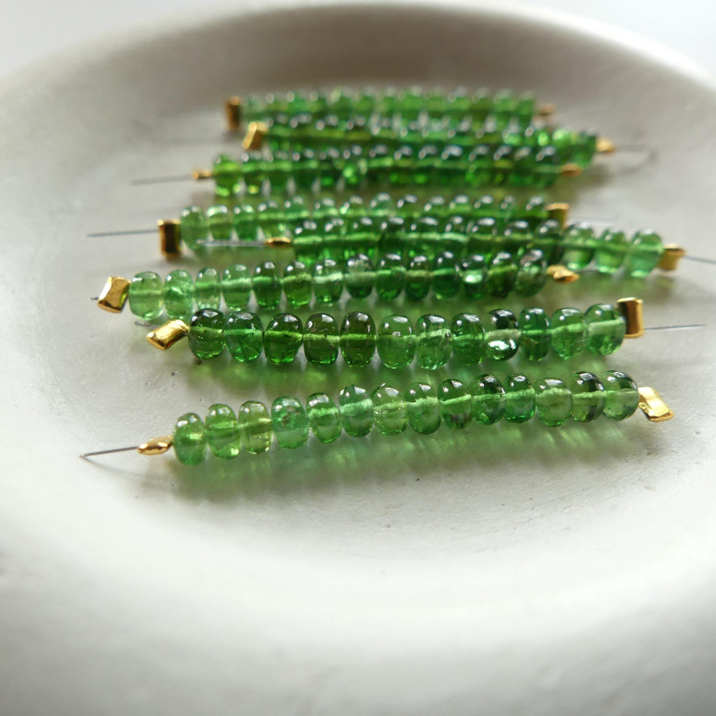 RARE Fine Chrome Green Tourmaline Beads Smooth Rondelle 1" Gem Quality Natural Gemstone Beads for Jewelry Making Beading DIY Earrings Craft