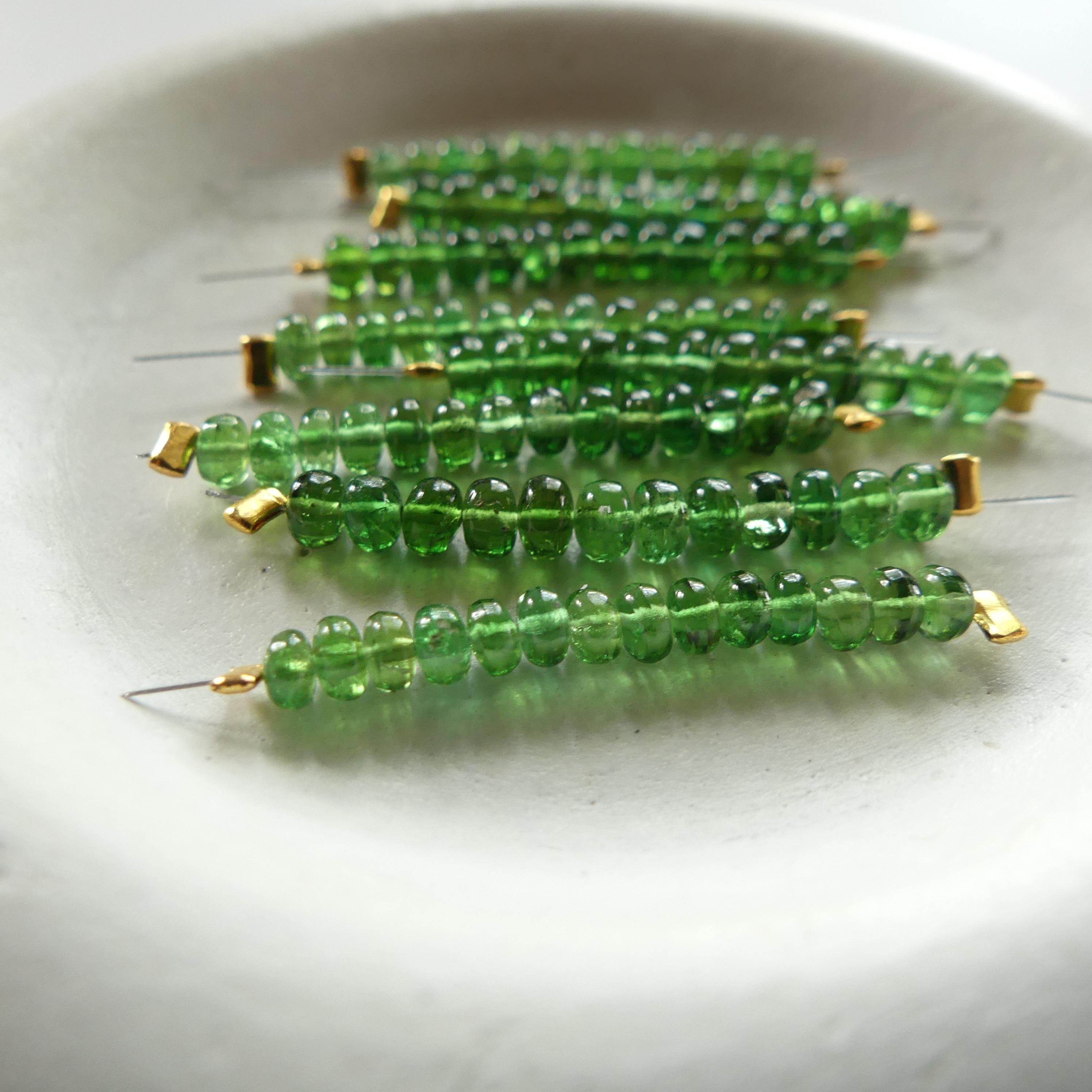 RARE Fine Chrome Green Tourmaline Beads Smooth Rondelle 1" Gem Quality Natural Gemstone Beads for Jewelry Making Beading DIY Earrings Craft