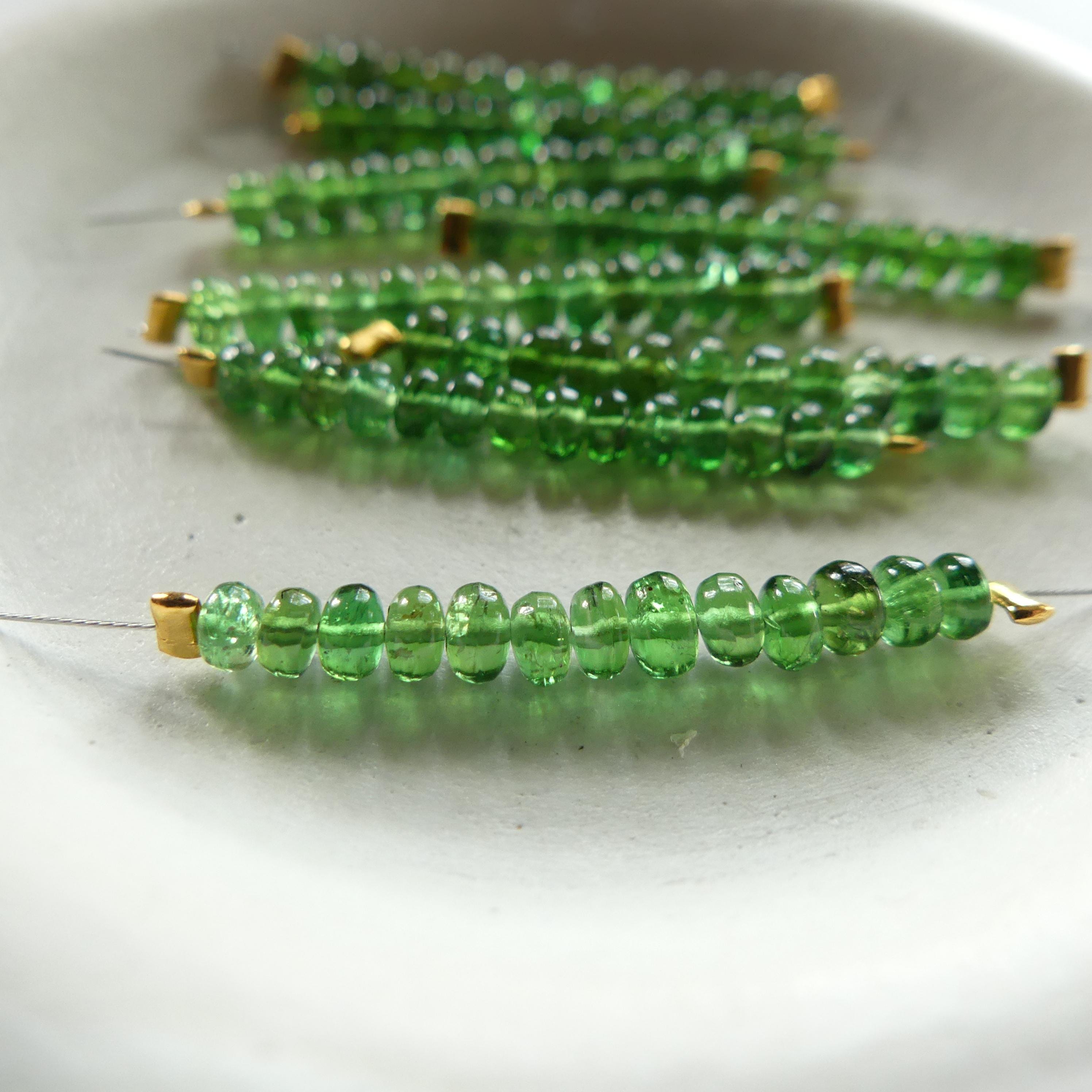 RARE Fine Chrome Green Tourmaline Beads Smooth Rondelle 1" Gem Quality Natural Gemstone Beads for Jewelry Making Beading DIY Earrings Craft