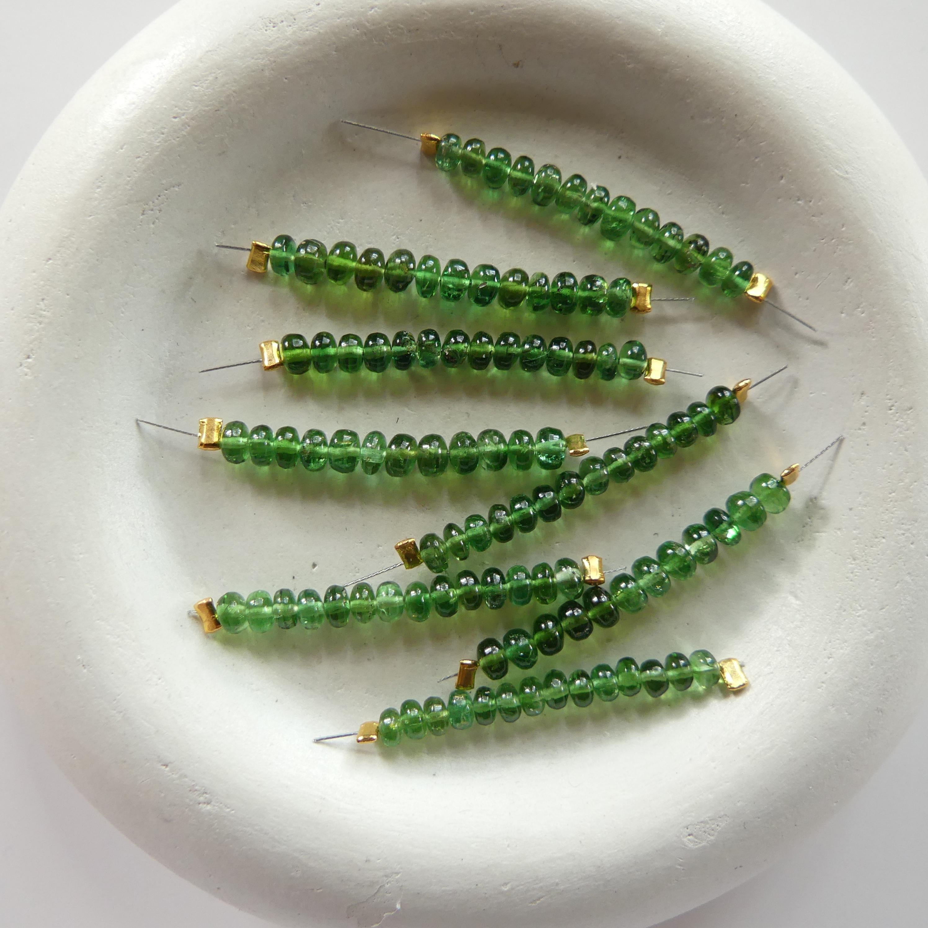 RARE Fine Chrome Green Tourmaline Beads Smooth Rondelle 1" Gem Quality Natural Gemstone Beads for Jewelry Making Beading DIY Earrings Craft