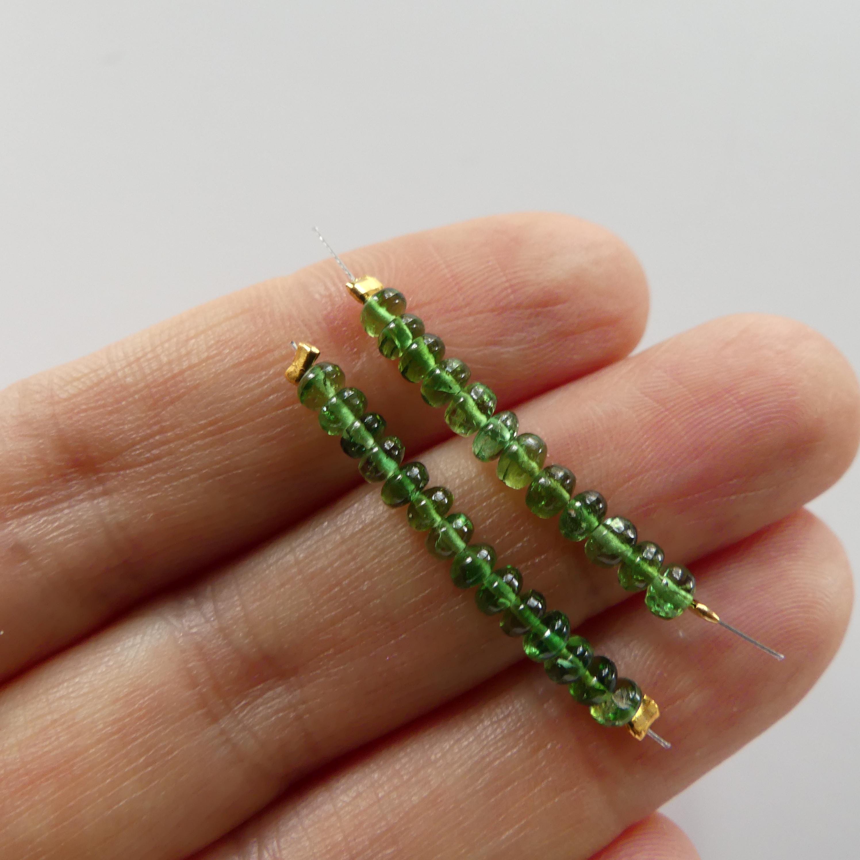 RARE Fine Chrome Green Tourmaline Beads Smooth Rondelle 1" Gem Quality Natural Gemstone Beads for Jewelry Making Beading DIY Earrings Craft