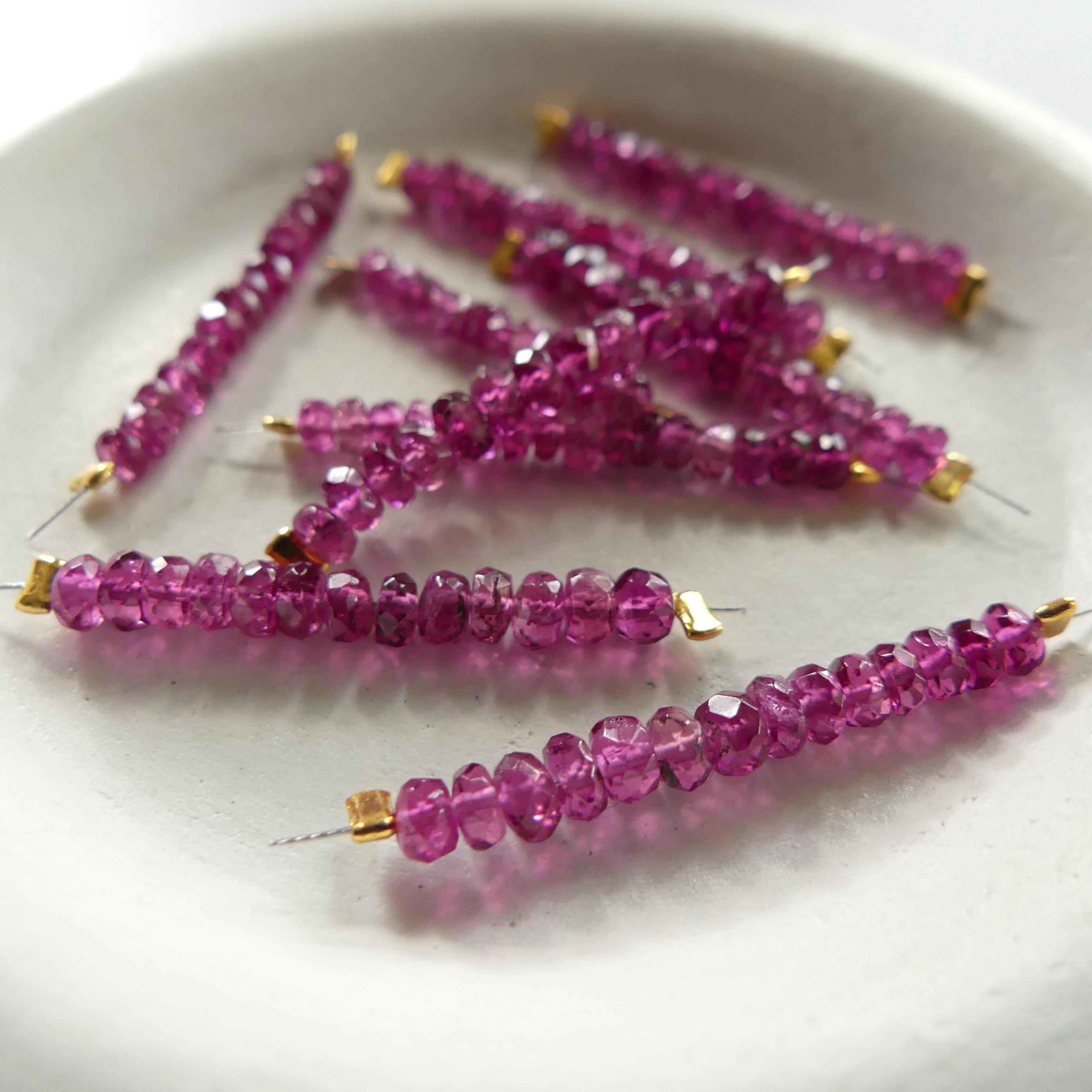 RARE Fine Rubellite Beads Pink Tourmaline Faceted Rondelle 1" Gem Quality Natural Gemstone Beads for Jewelry Making Beading DIY Earrings