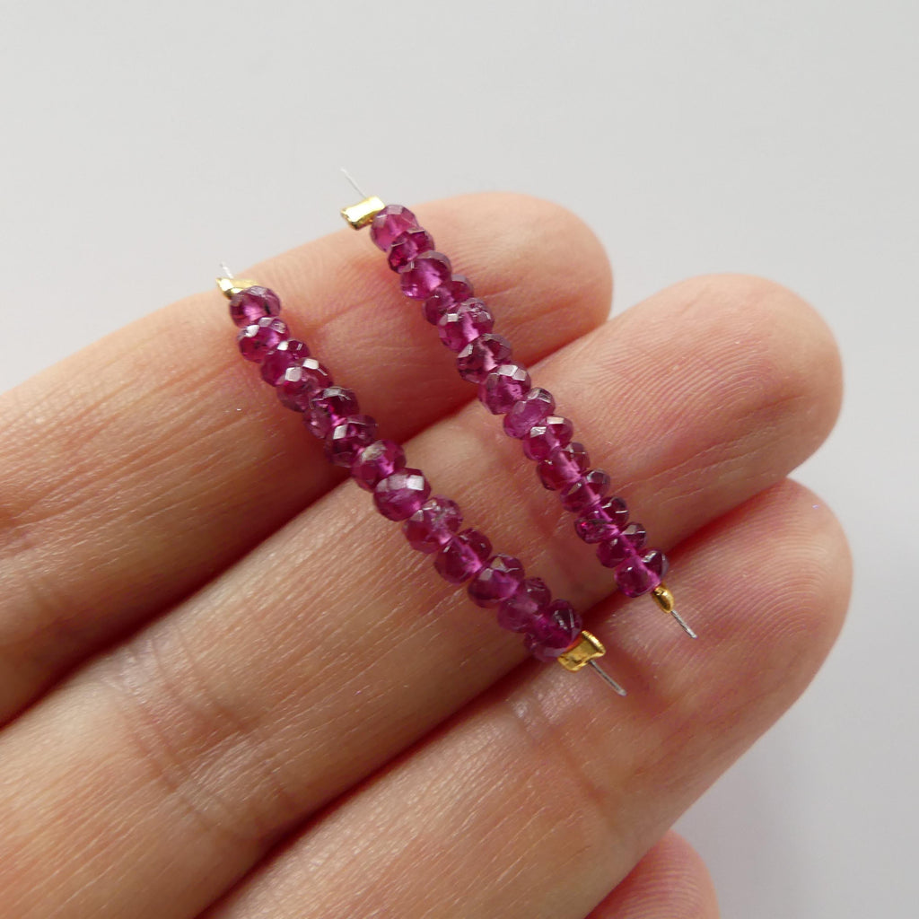RARE Fine Rubellite Beads Pink Tourmaline Faceted Rondelle 1" Gem Quality Natural Gemstone Beads for Jewelry Making Beading DIY Earrings