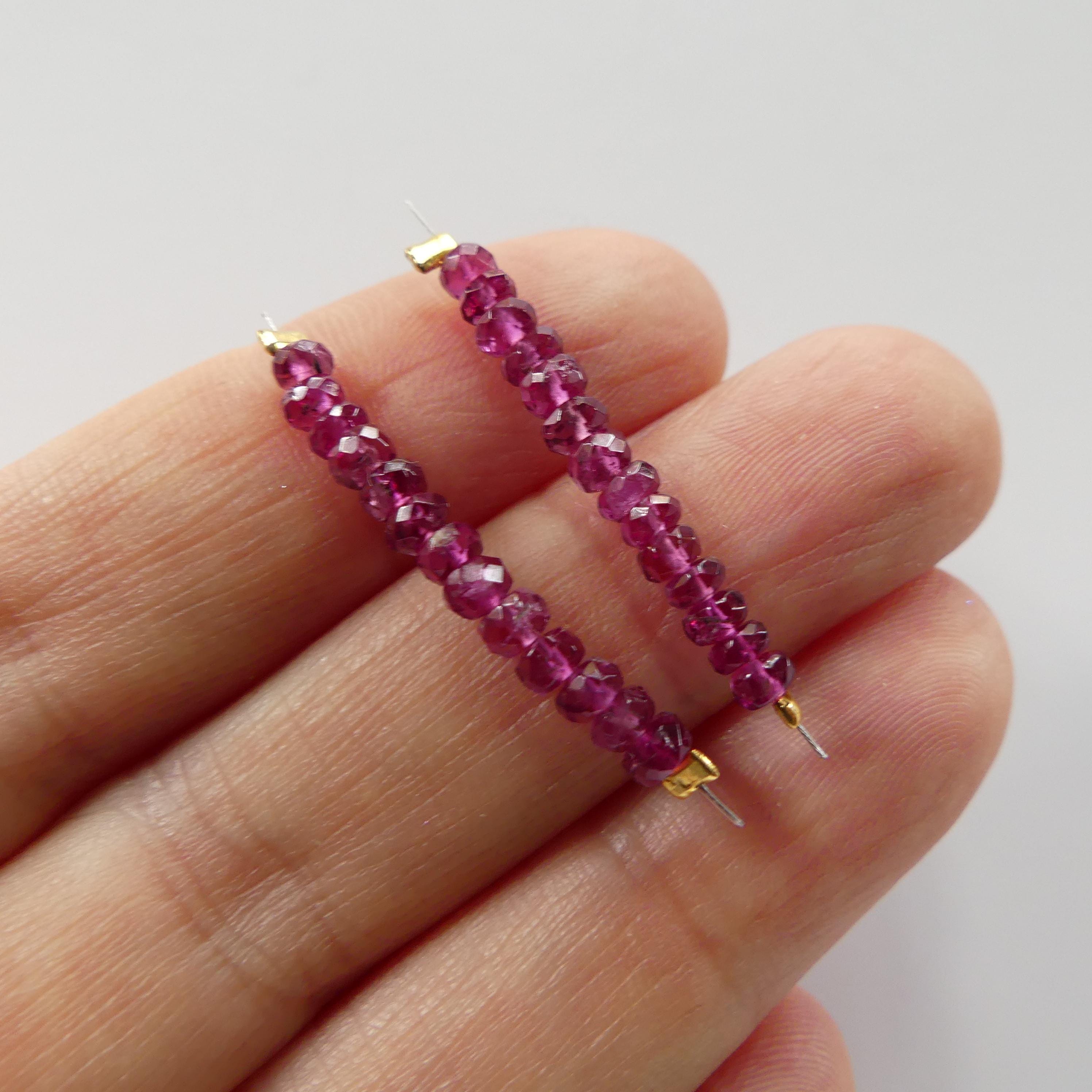 RARE Fine Rubellite Beads Pink Tourmaline Faceted Rondelle 1" Gem Quality Natural Gemstone Beads for Jewelry Making Beading DIY Earrings