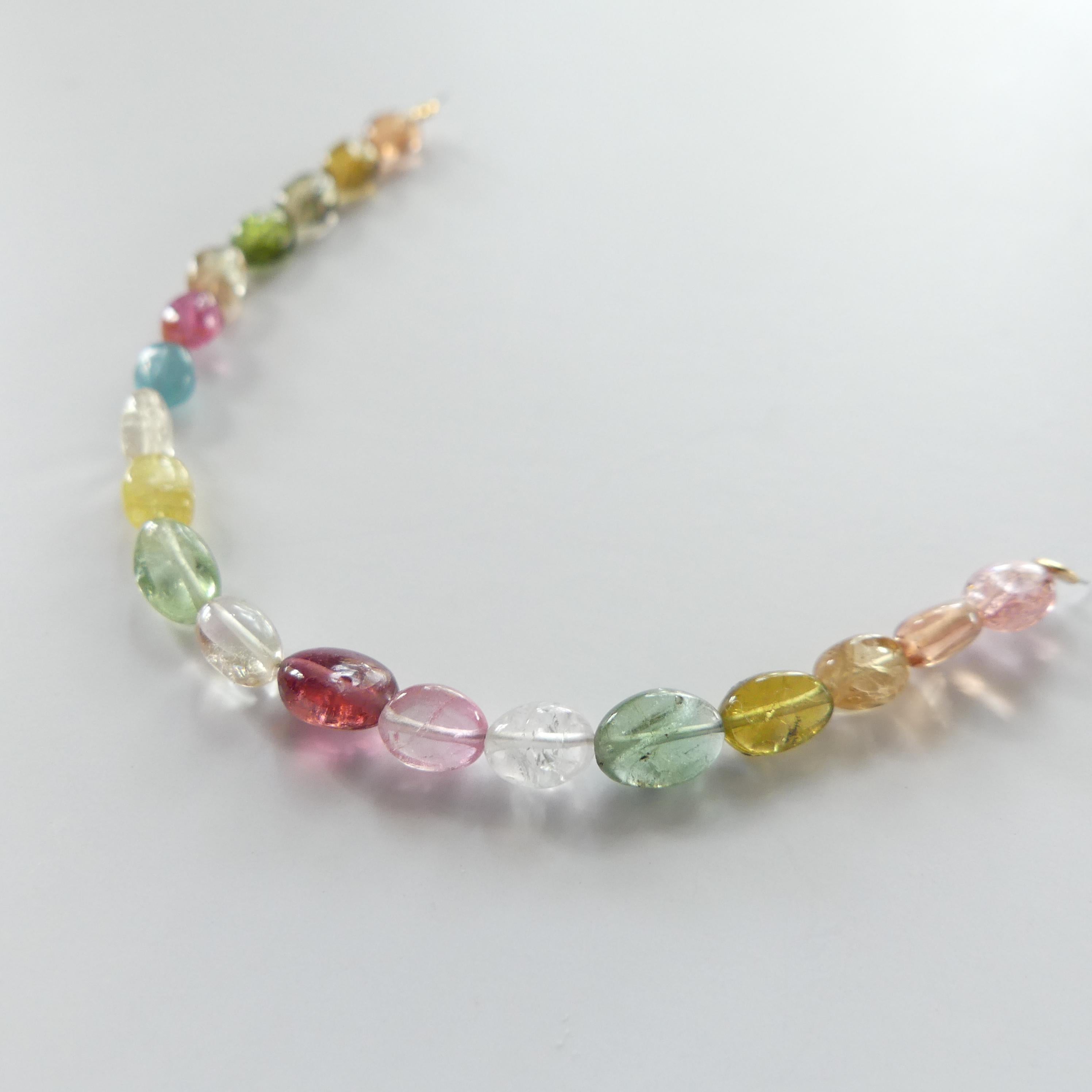 Watermelon Tourmaline Oval Beads Rainbow Gemstone Colorful Tourmaline Beads Briolette for Jewelry Making October birthstone DIY Earrings
