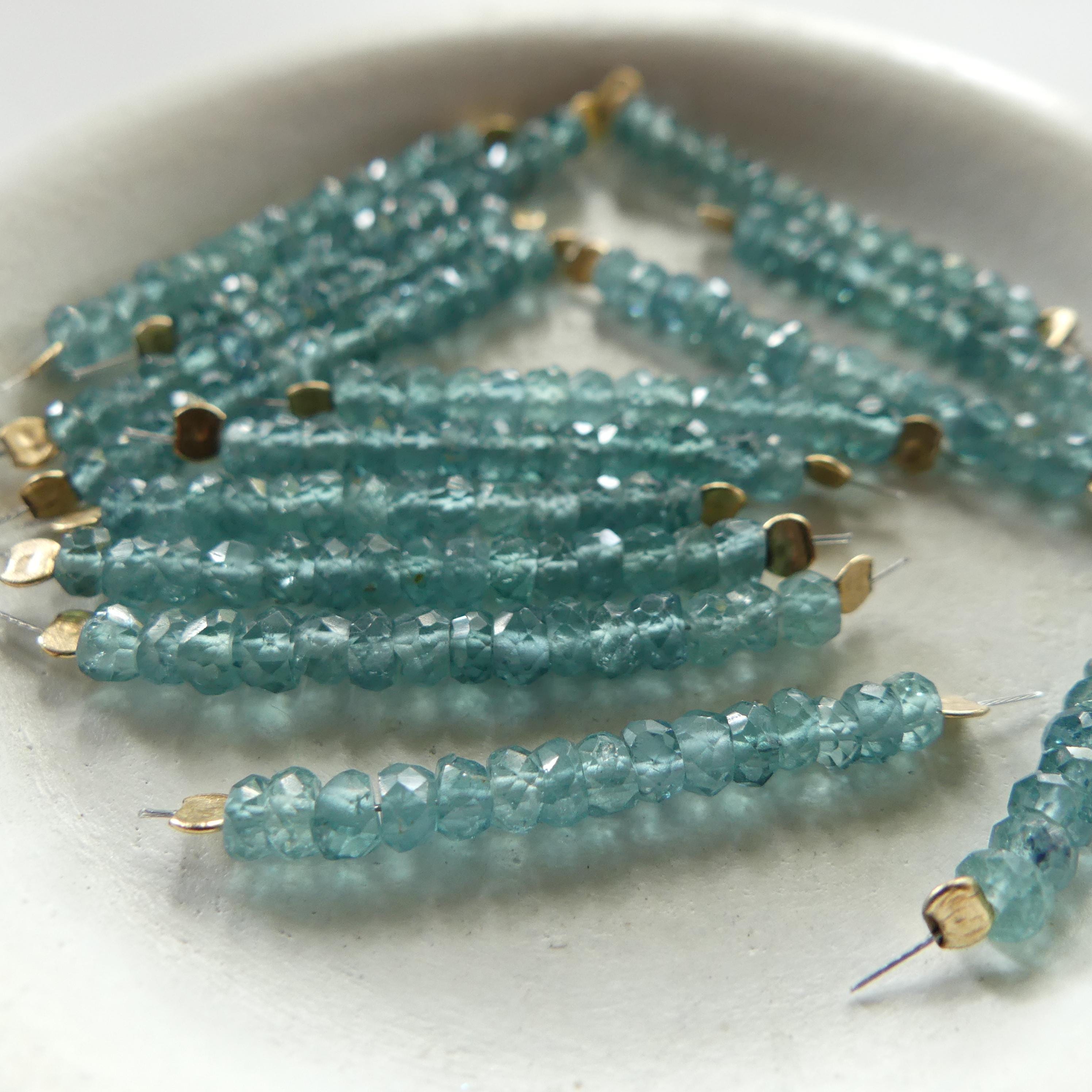 RARE Fine Indicolite Beads Blue Tourmaline Faceted Rondelle 1" Gem Quality Natural Gemstone Beads for Jewelry Making Beading DIY Earrings