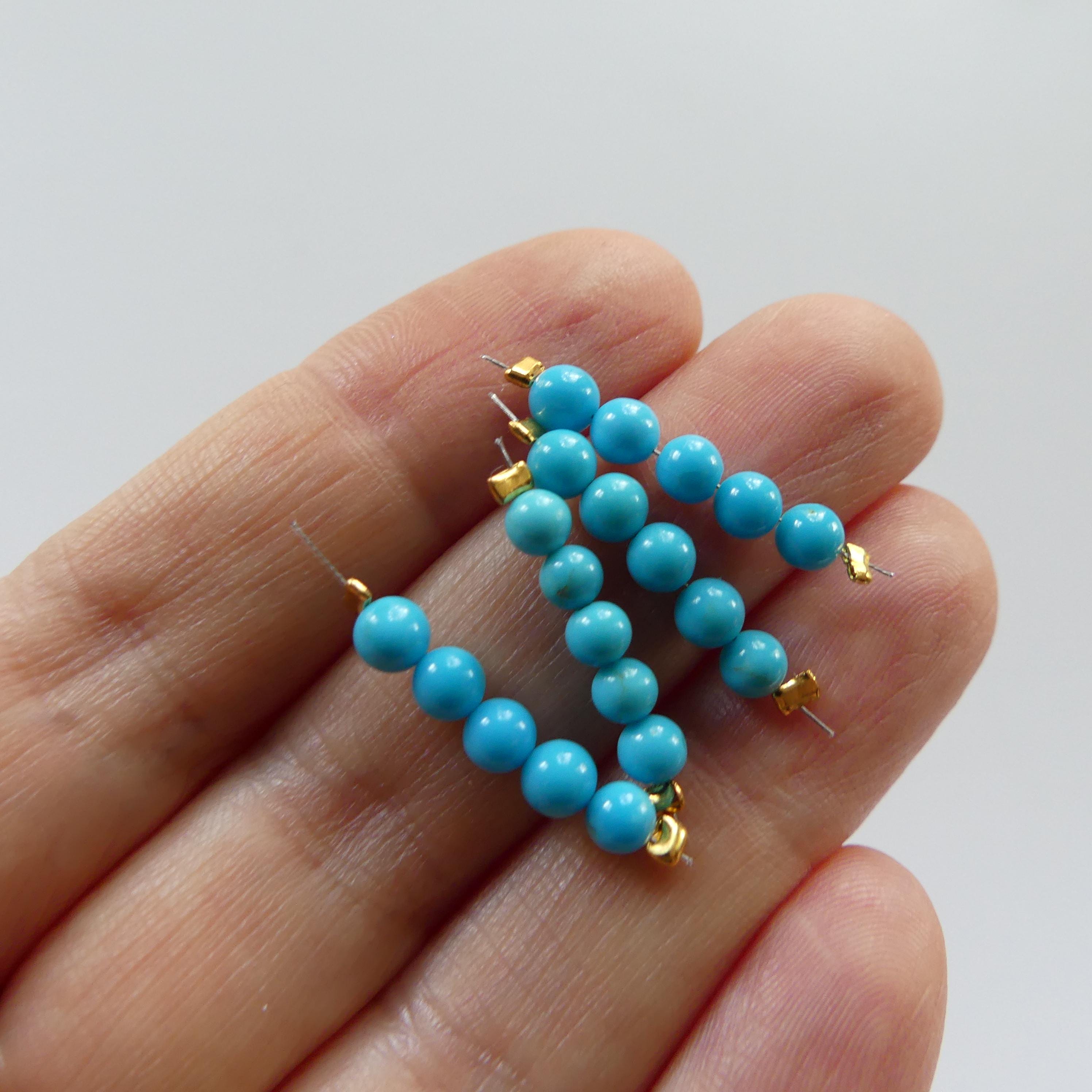 3.5mm 4mm Genuine Sleeping Beauty Turquoise Beads Smooth Arizona Turquoise Genuine Gemstone Beads for Jewelry Making Beading Craft Gift