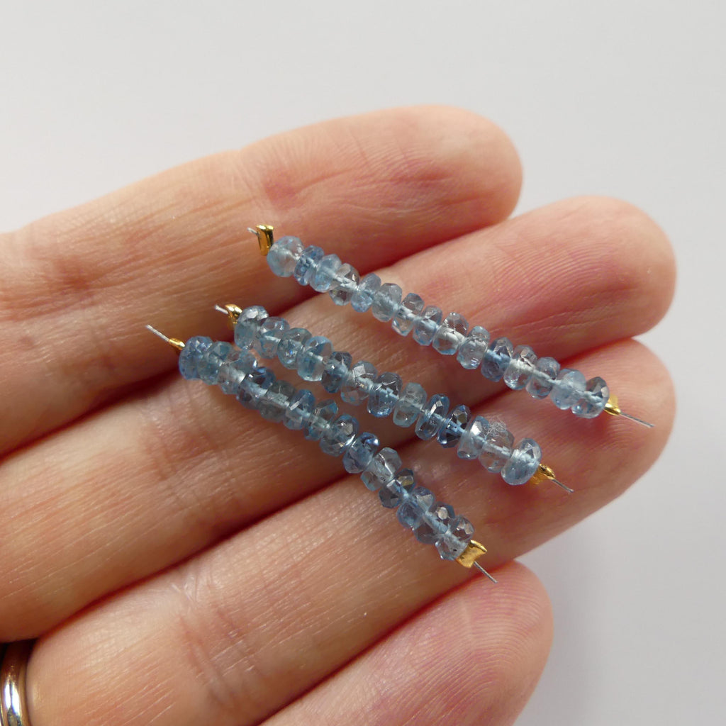 RARE Fine Santa Maria Aquamarine Beads Icy Blue Faceted Rondelle 1" Gem Quality Natural Gemstone Beads Jewelry Making Beading DIY Earrings