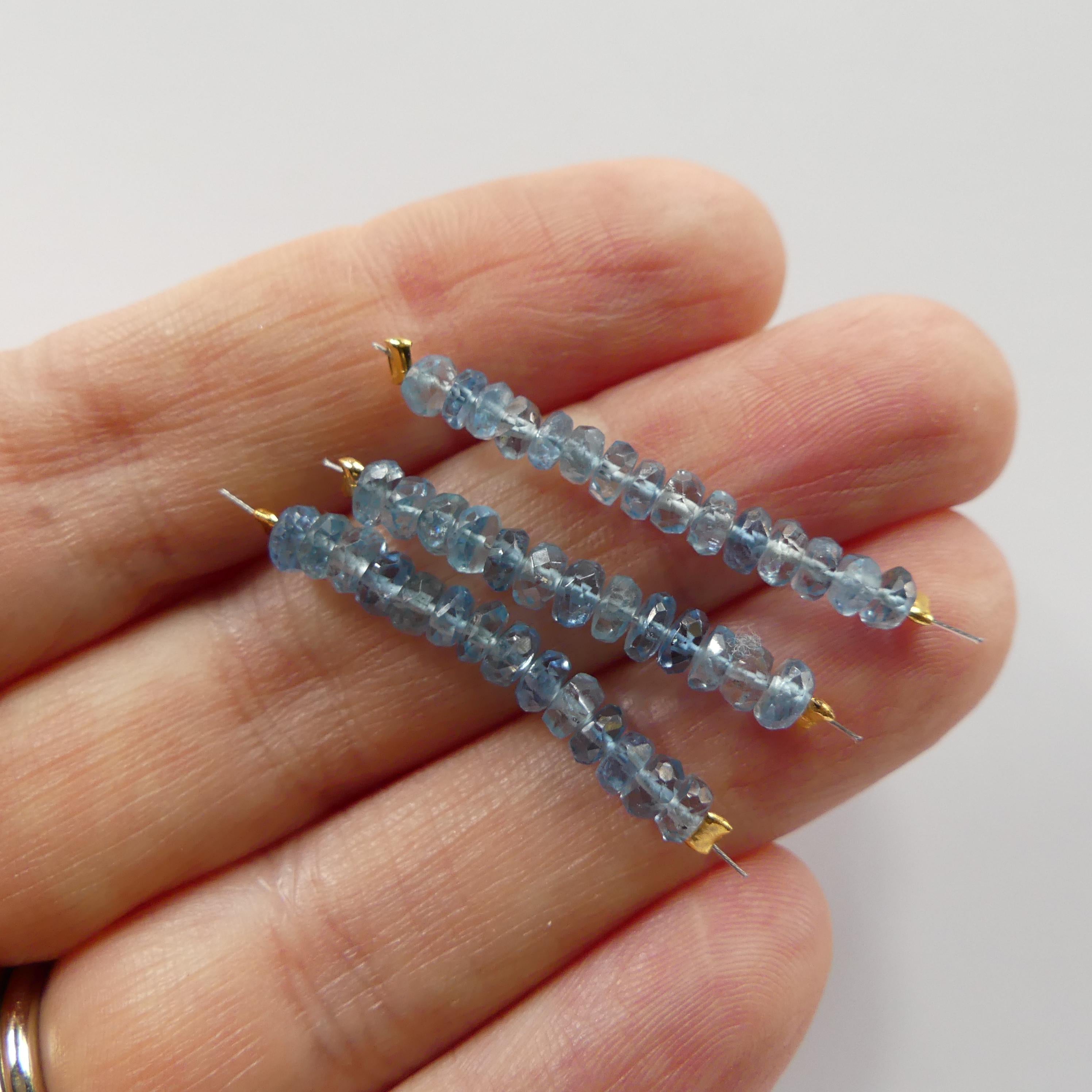 RARE Fine Santa Maria Aquamarine Beads Icy Blue Faceted Rondelle 1" Gem Quality Natural Gemstone Beads Jewelry Making Beading DIY Earrings