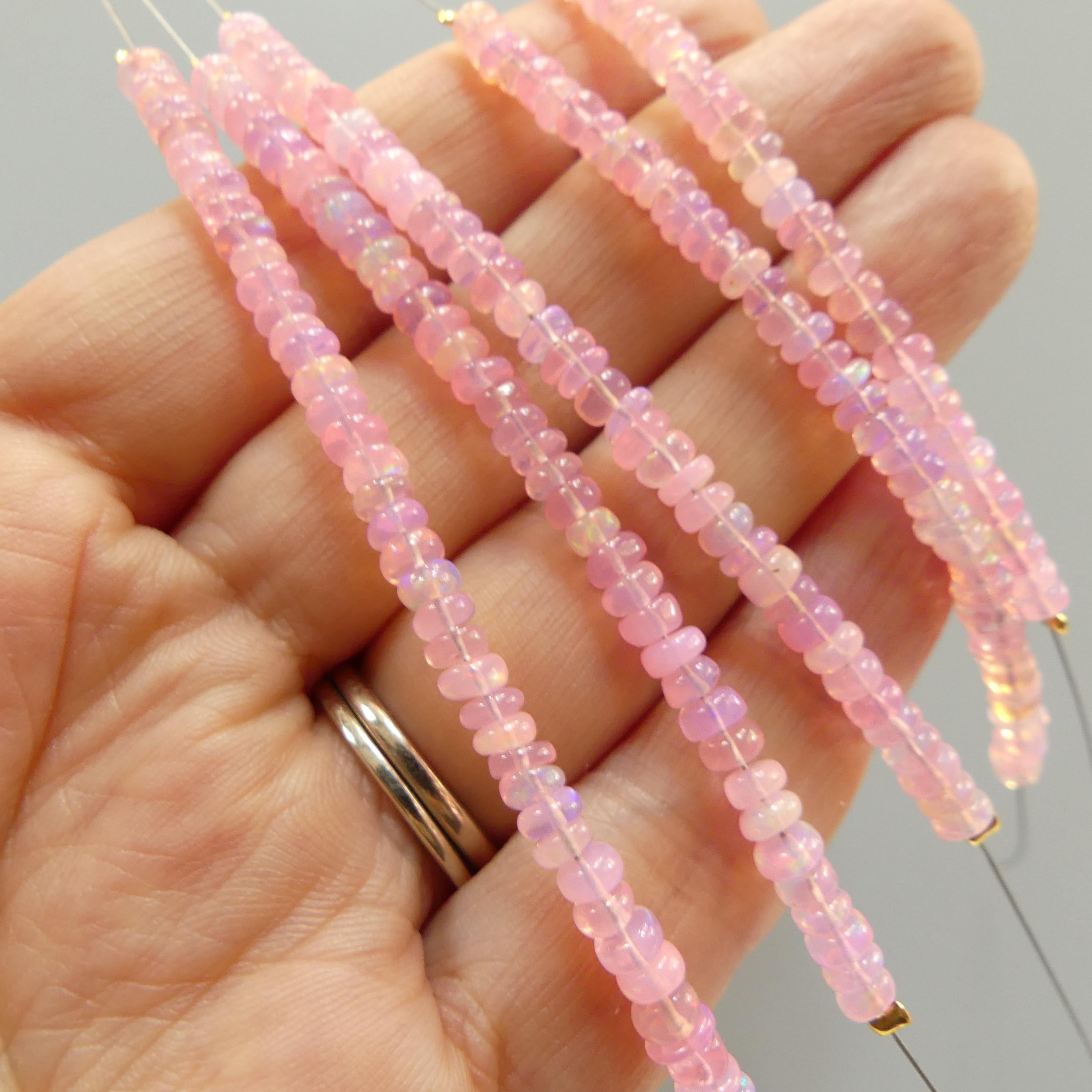3.5mm 4mm Pink Ethiopian Opal Beads 3" AAA Pink Opal Beads Genuine Beads Natural Jewelry Making Beading Craft Gift Beads October Birthstone
