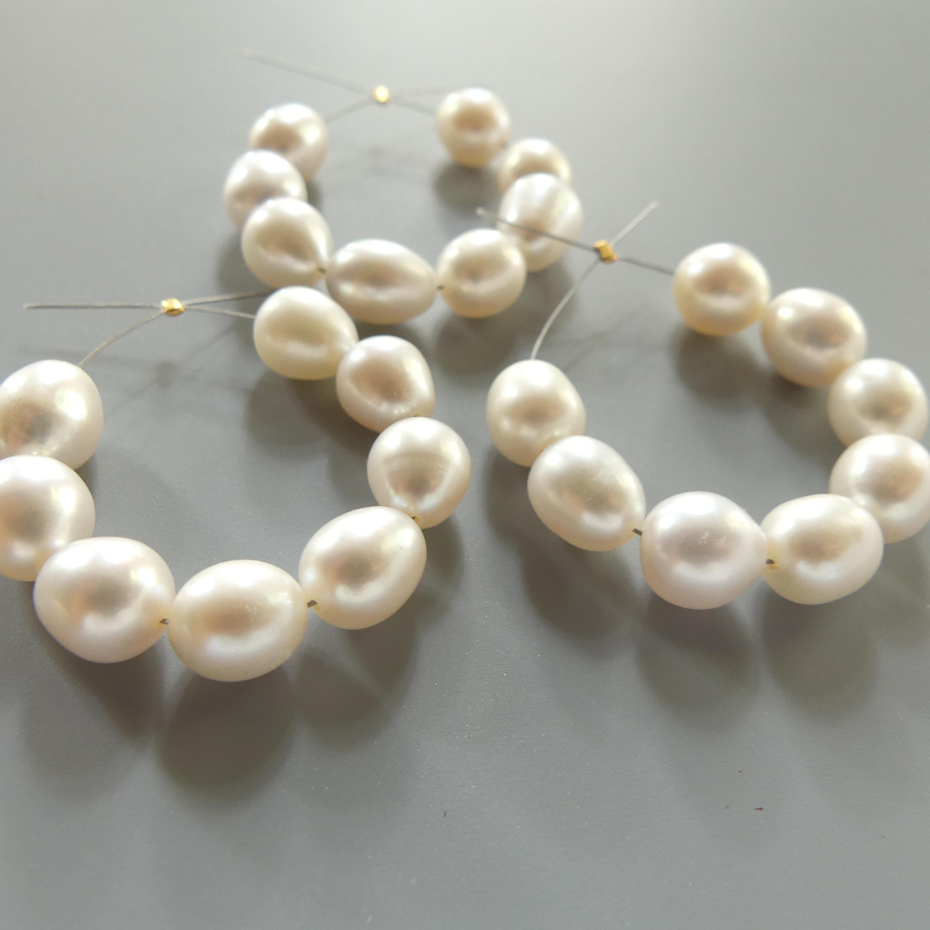 8mm 9mm AAA Freshwater Pearl Beads Oval Pearls White Baroque Beads Beading Crafter Gift June Birthstone DIY Earrings Jewelry