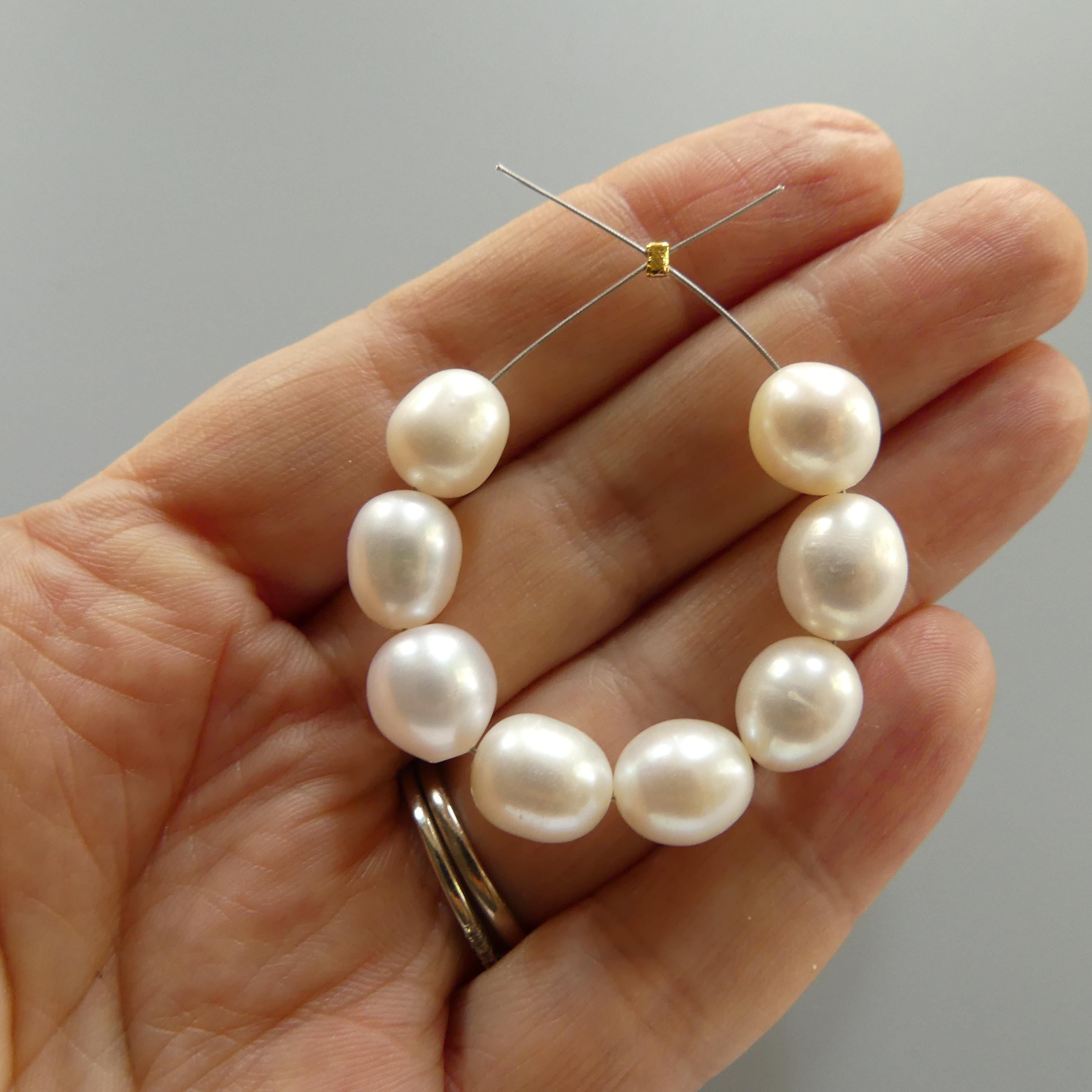 8mm 9mm AAA Freshwater Pearl Beads Oval Pearls White Baroque Beads Beading Crafter Gift June Birthstone DIY Earrings Jewelry