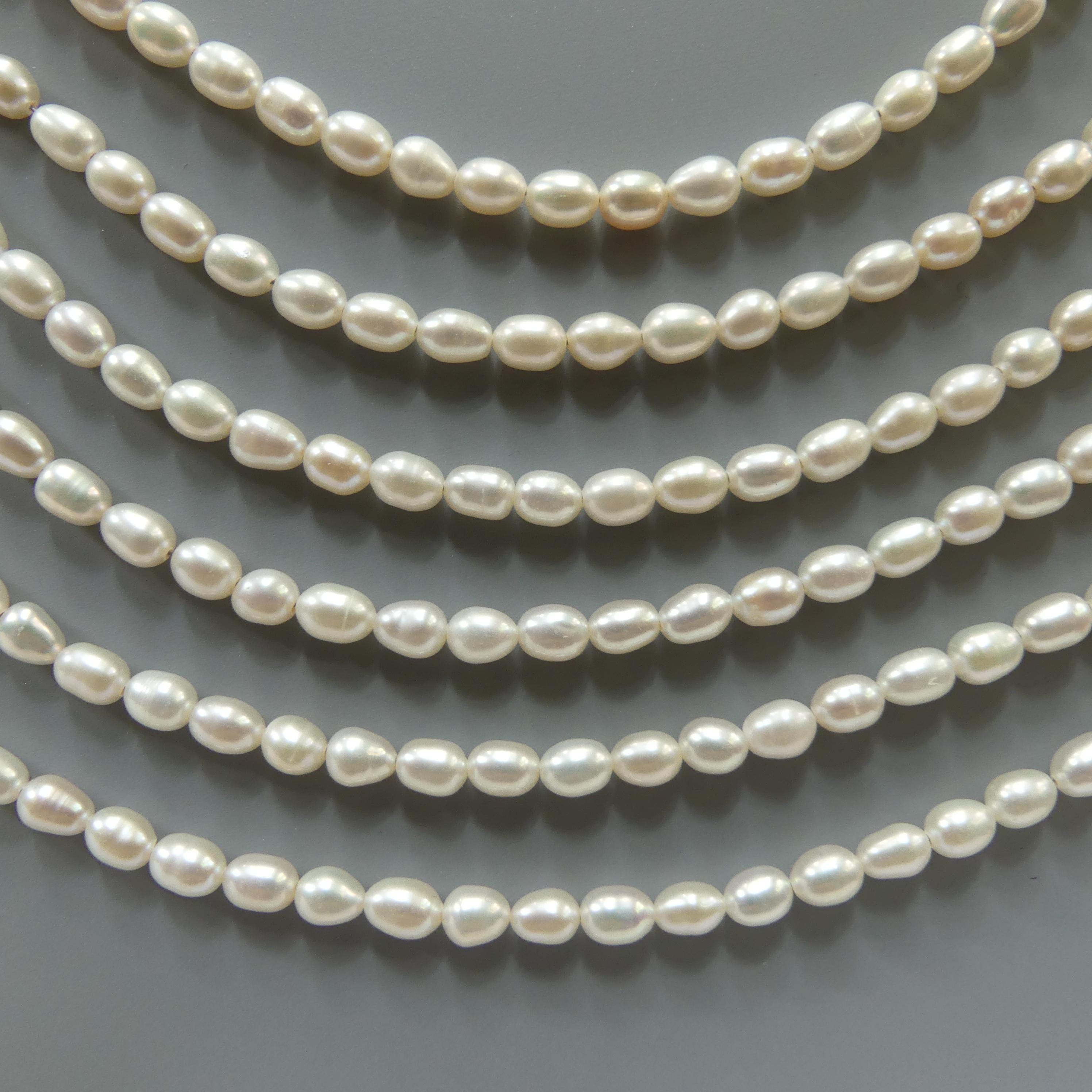 4.5mm 5mm Freshwater Pearl Beads Rice Shape Pearls White Baroque 6" Beads Beading Crafter Gift June Birthstone DIY Jewelry