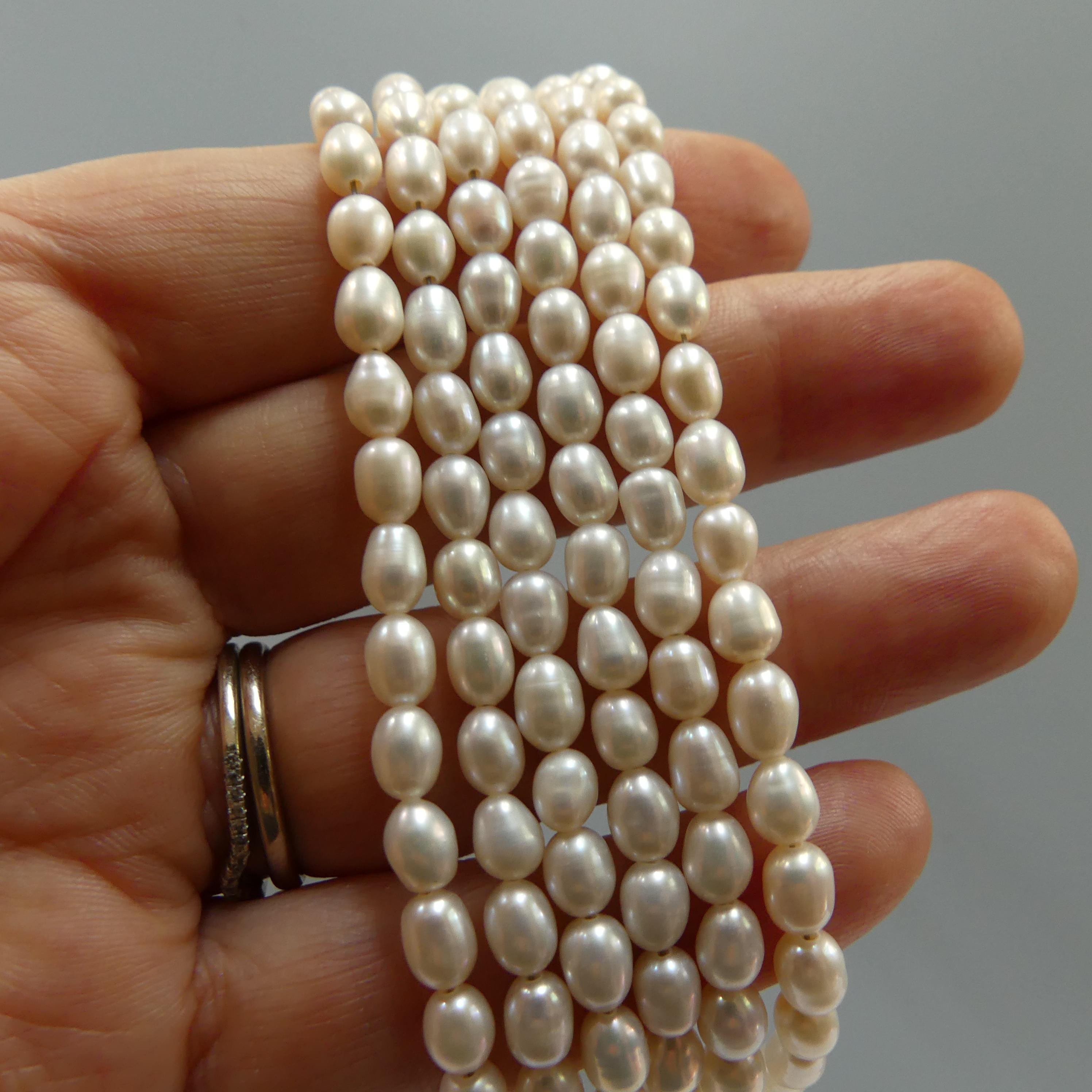 4.5mm 5mm Freshwater Pearl Beads Rice Shape Pearls White Baroque 6" Beads Beading Crafter Gift June Birthstone DIY Jewelry