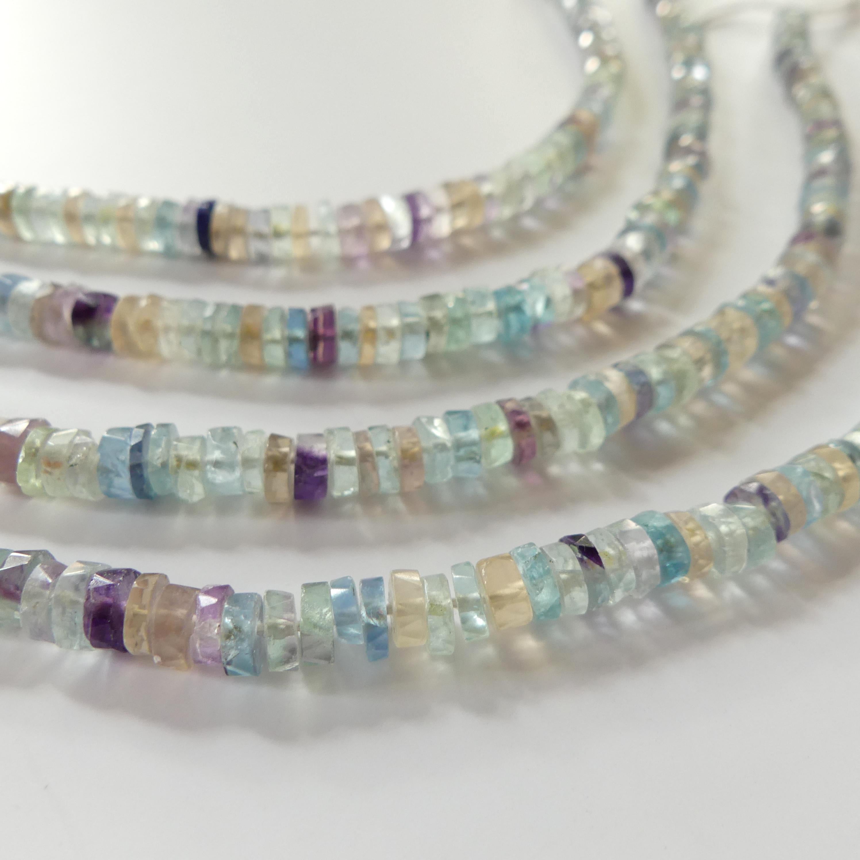 6mm Multi Fluorite Faceted Heishi Beads 7.5" Natural Turquoise Tyre Beads Crystal Genuine Gemstone Beads for Jewelry Making