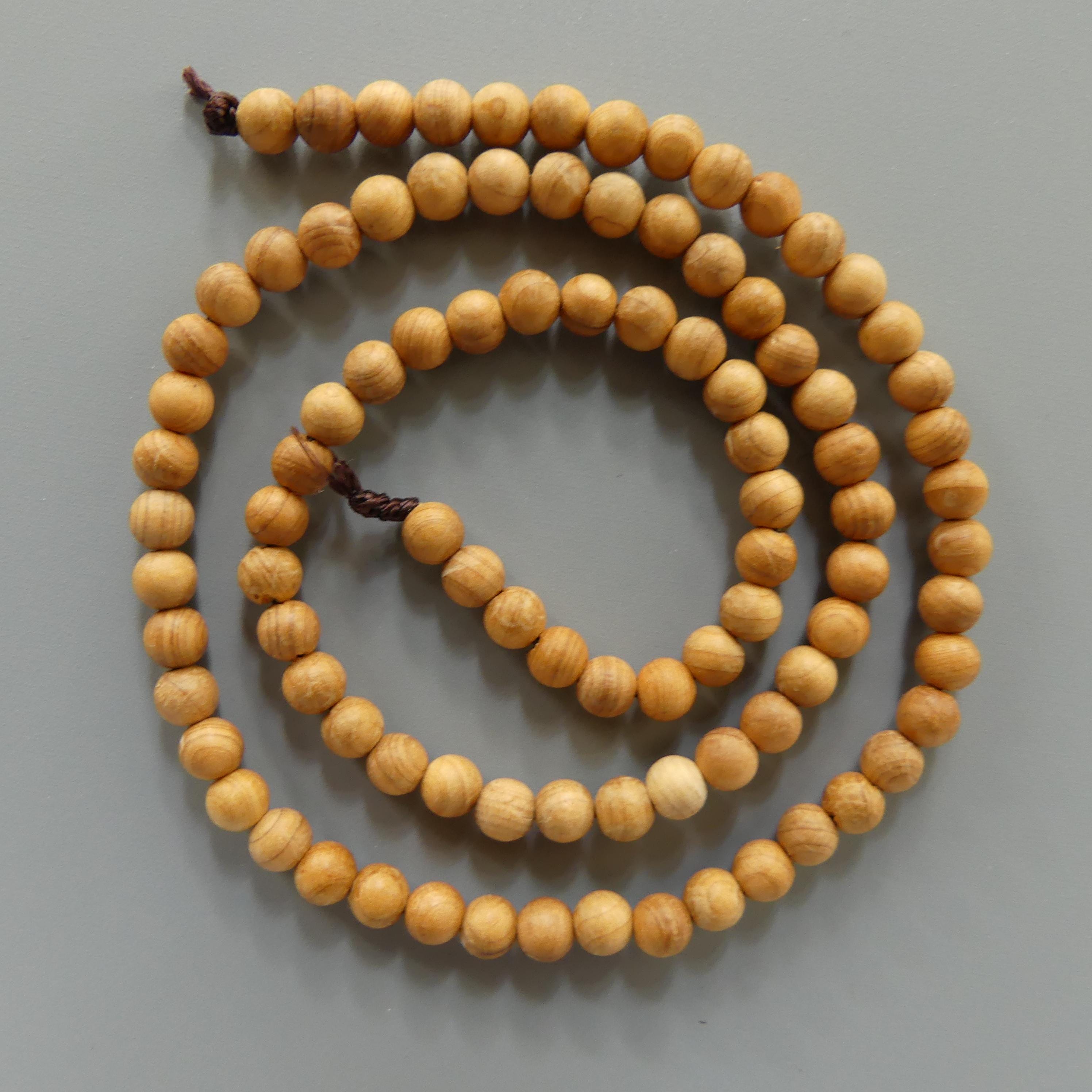 4mm Sandalwood Beads Natural Wood 15" Premium Hand Carved Beads Aromatic for Jewelry Making Beading Craft Gift Meditation Healing Aroma